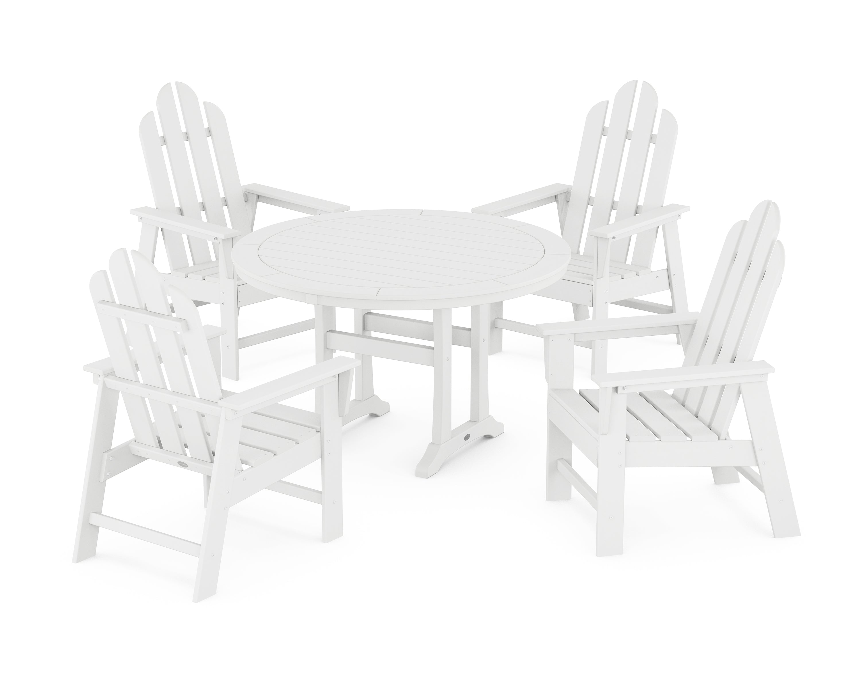 POLYWOOD® Long Island 5-Piece Round Dining Set with Trestle Legs in White