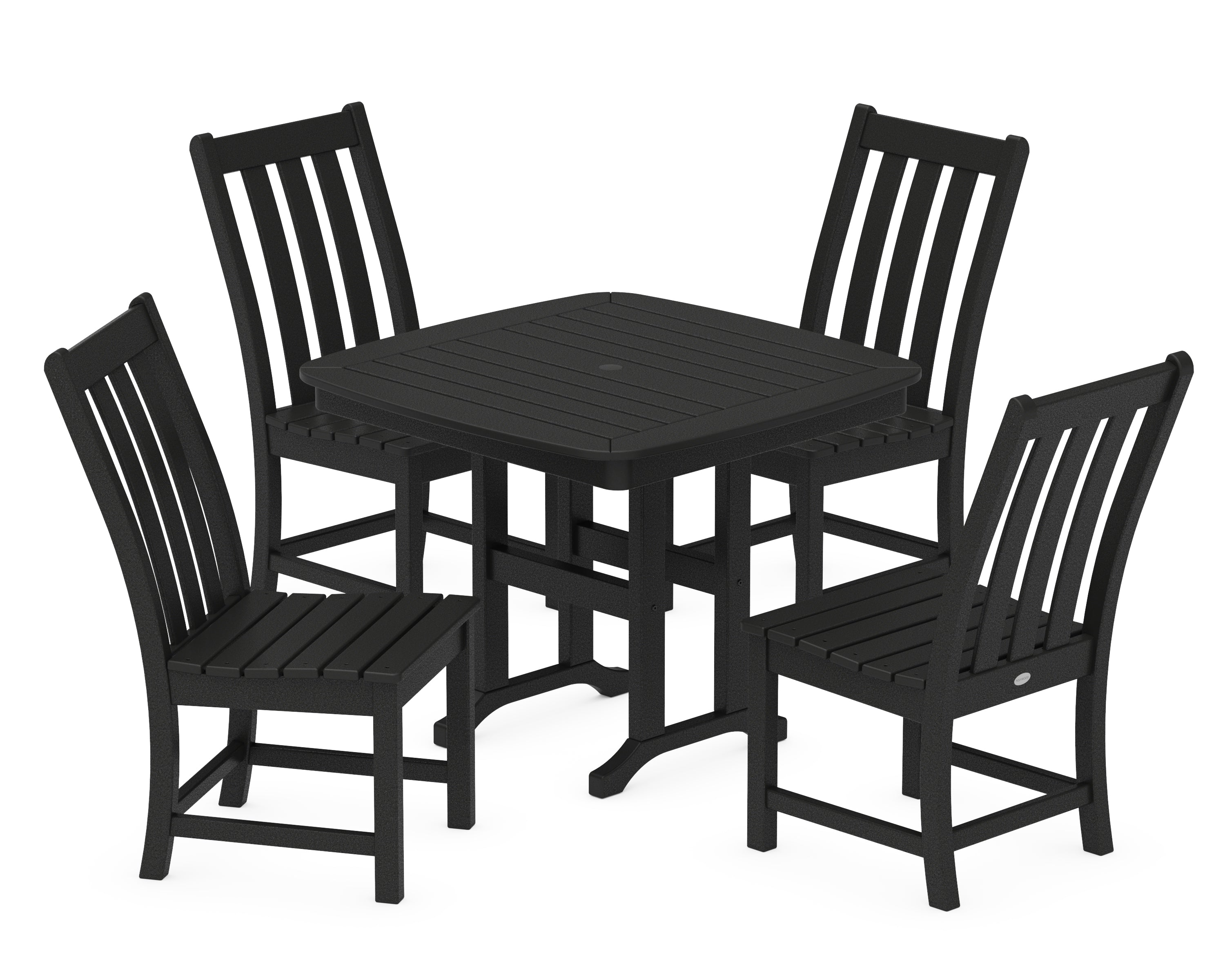 POLYWOOD Vineyard 5-Piece Side Chair Dining Set in Black