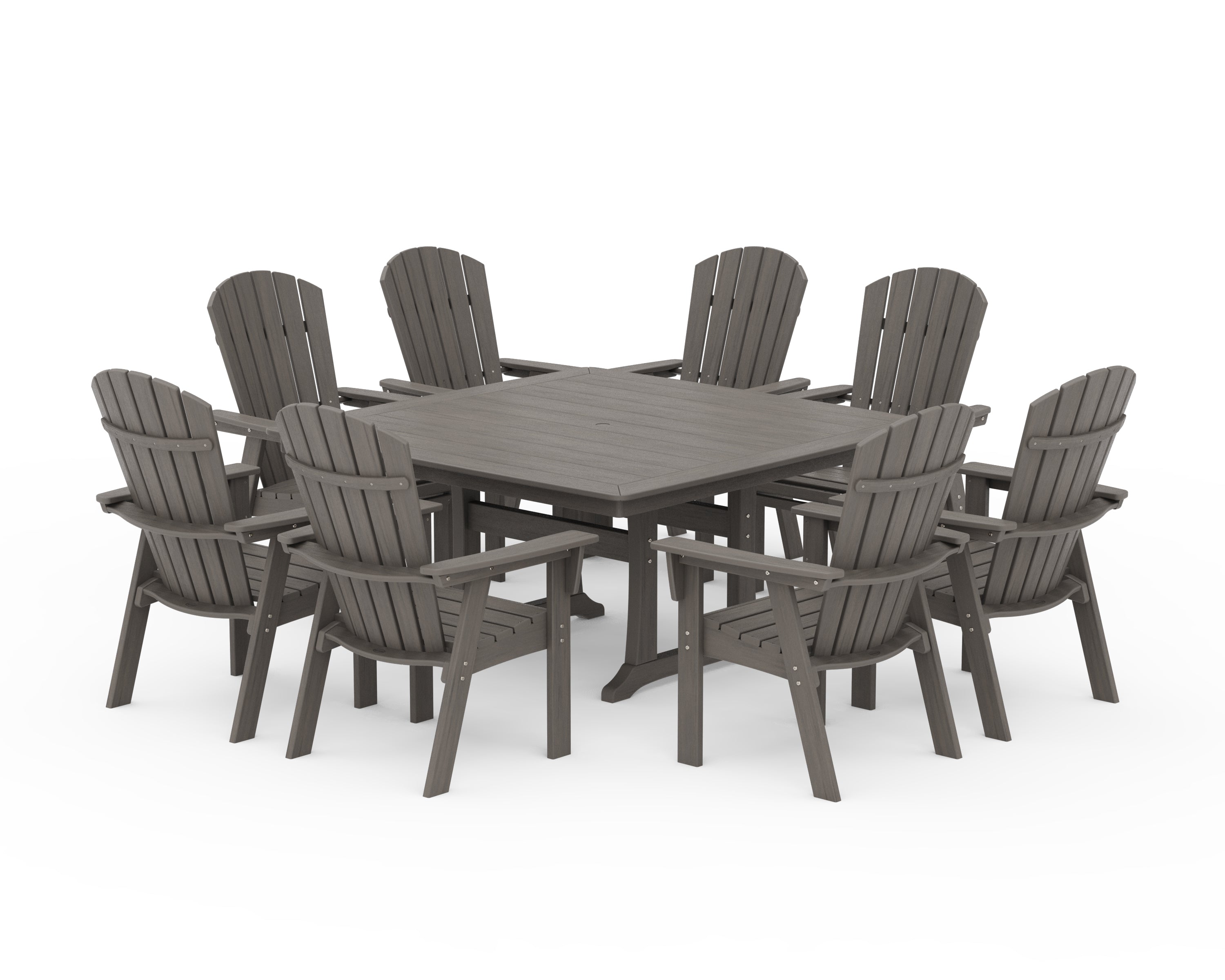 POLYWOOD Nautical Adirondack 9-Piece Trestle Dining Set in Driftwood