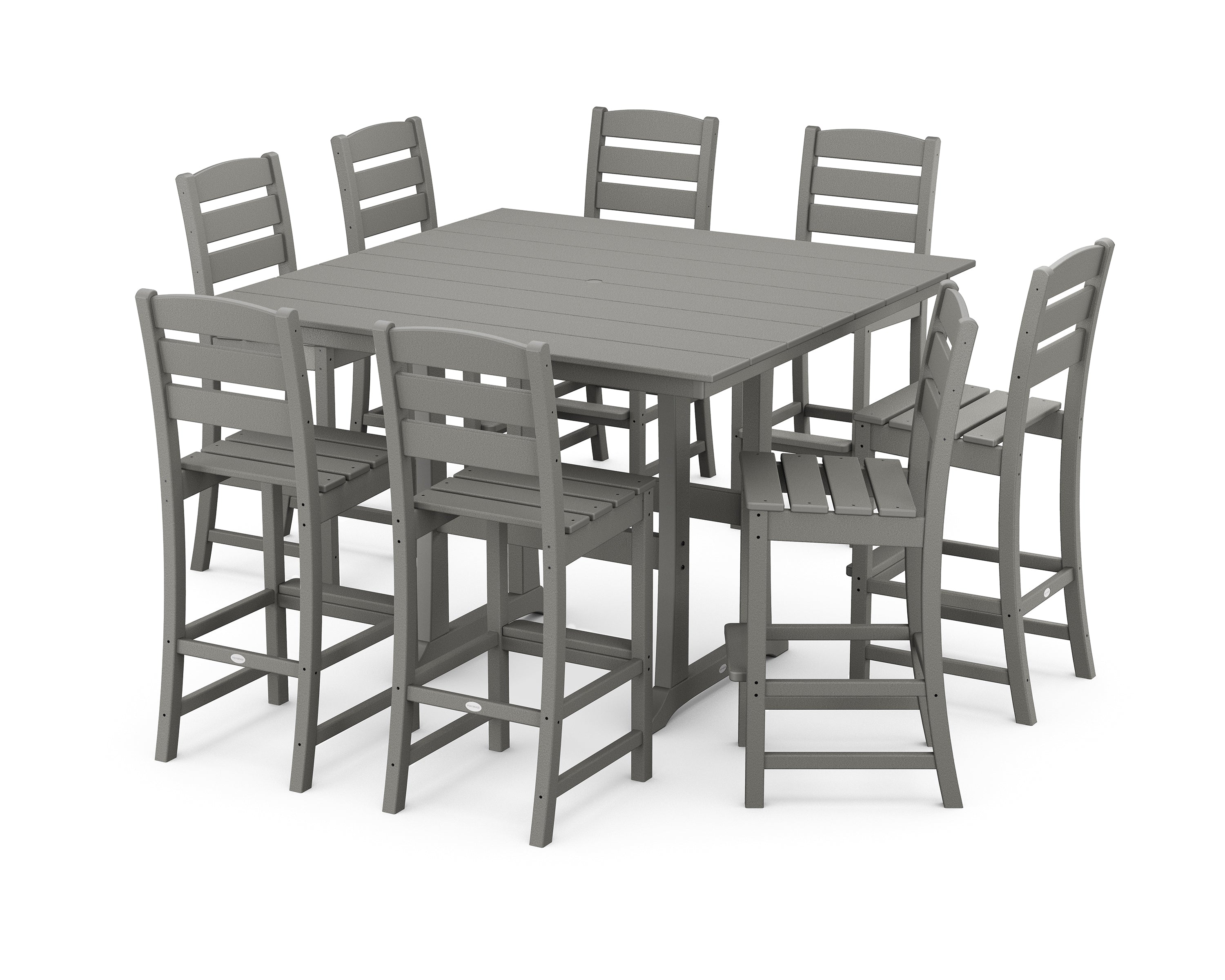 POLYWOOD® Lakeside 9-Piece Bar Side Chair Set in Slate Grey