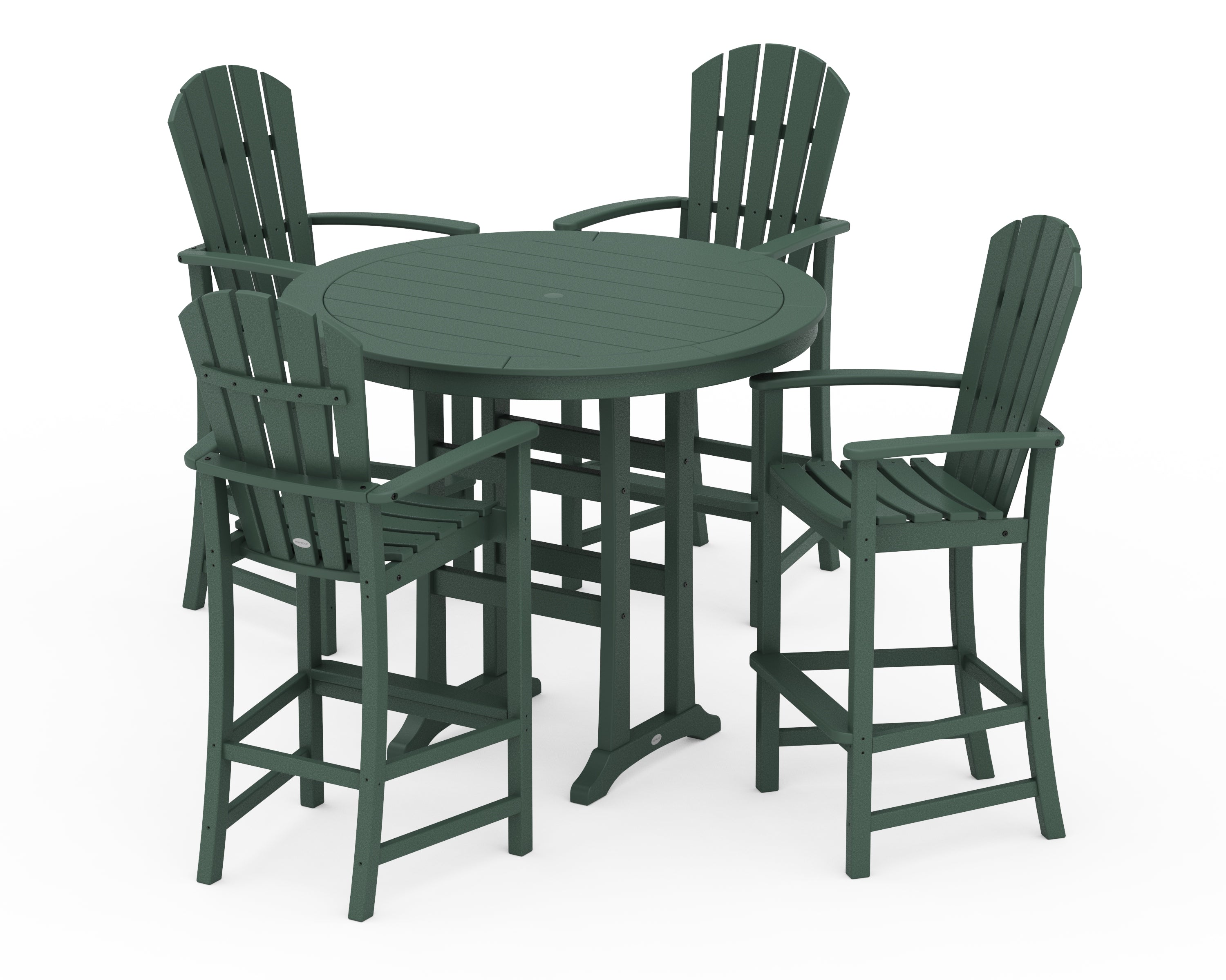 POLYWOOD Palm Coast 5-Piece Round Bar Set in Green