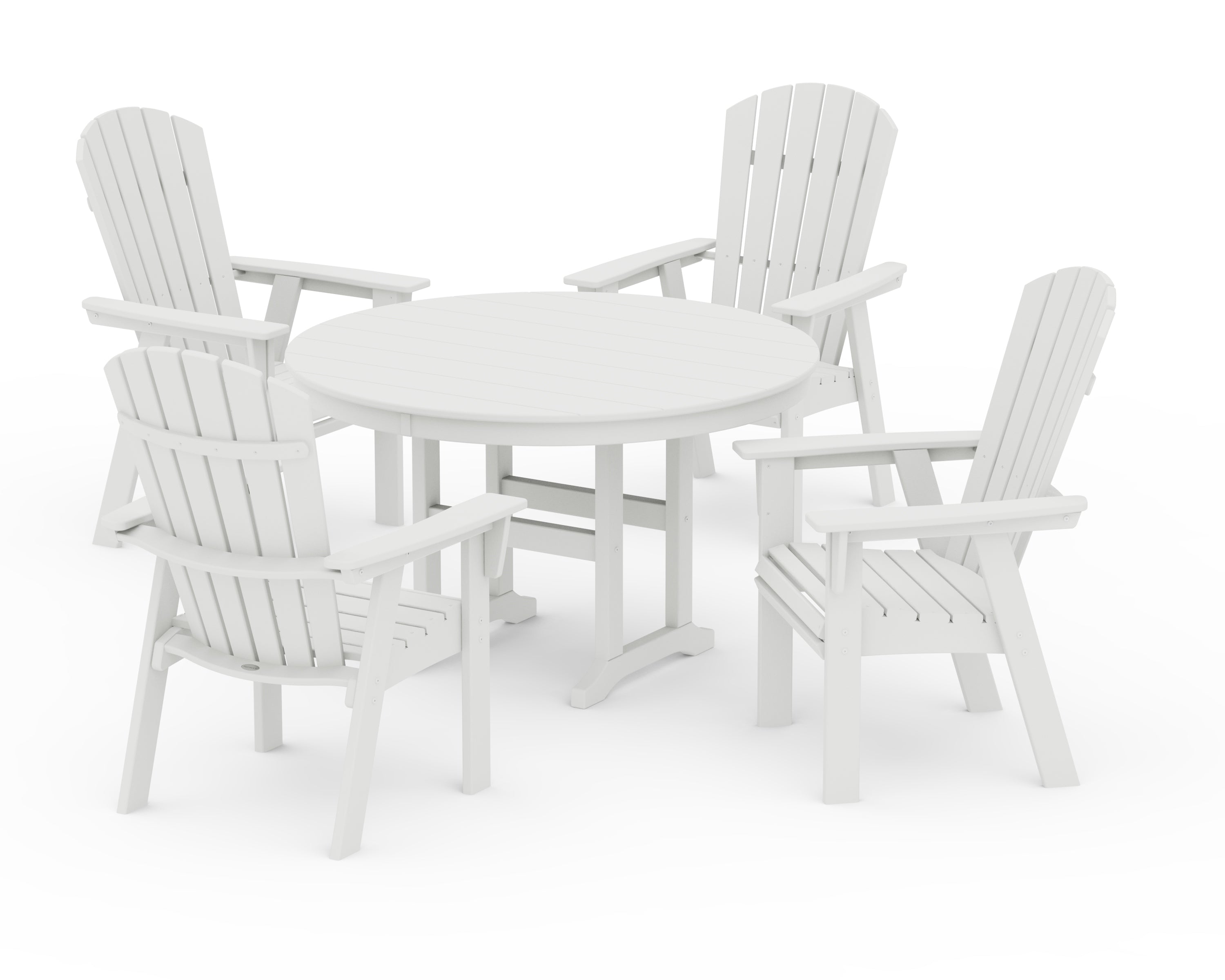 POLYWOOD Nautical Adirondack 5-Piece Round Farmhouse Dining Set in Vintage White