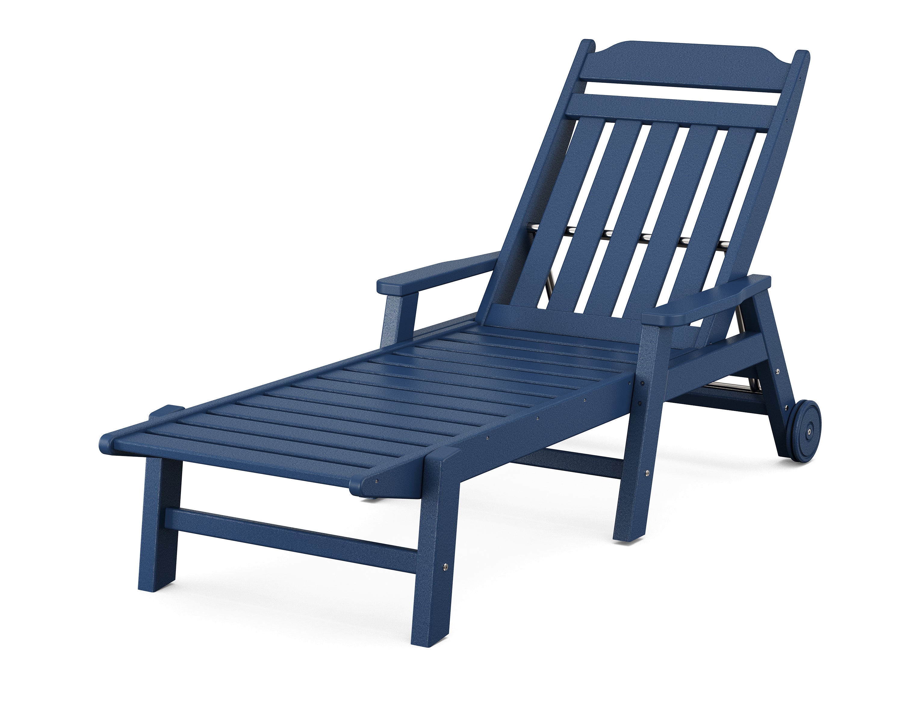 POLYWOOD Country Living Chaise with Arms and Wheels in Navy