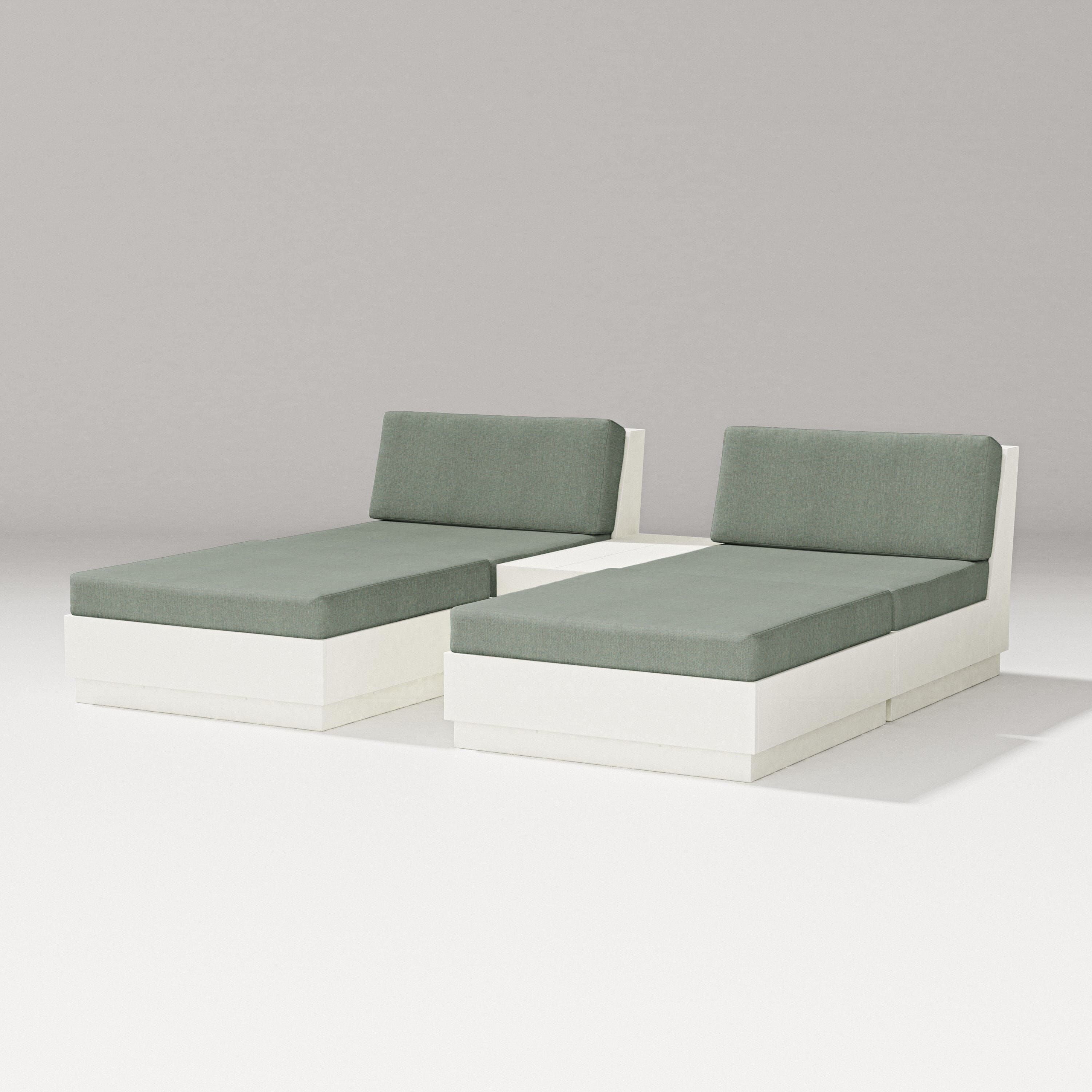 PW Designer Series Elevate Double Chaise Set in Vintage White / Cast Sage