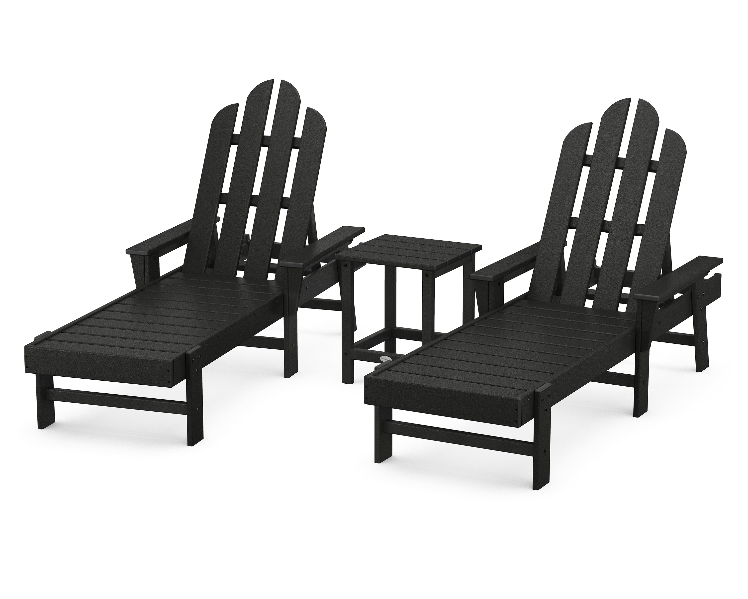 POLYWOOD Long Island Chaise 3-Piece Set in Black