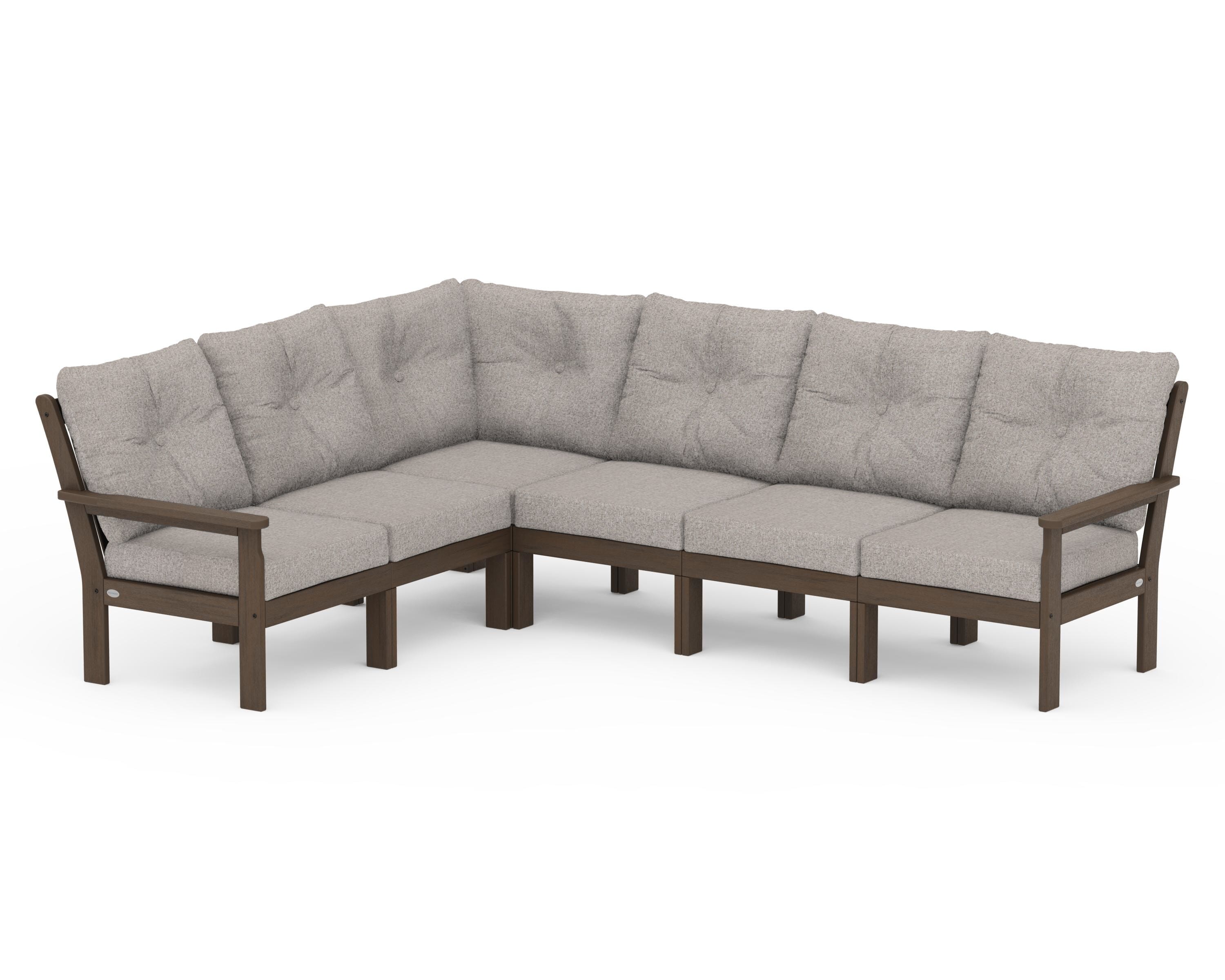 POLYWOOD Vineyard 6-Piece Sectional in Kona / Weathered Tweed