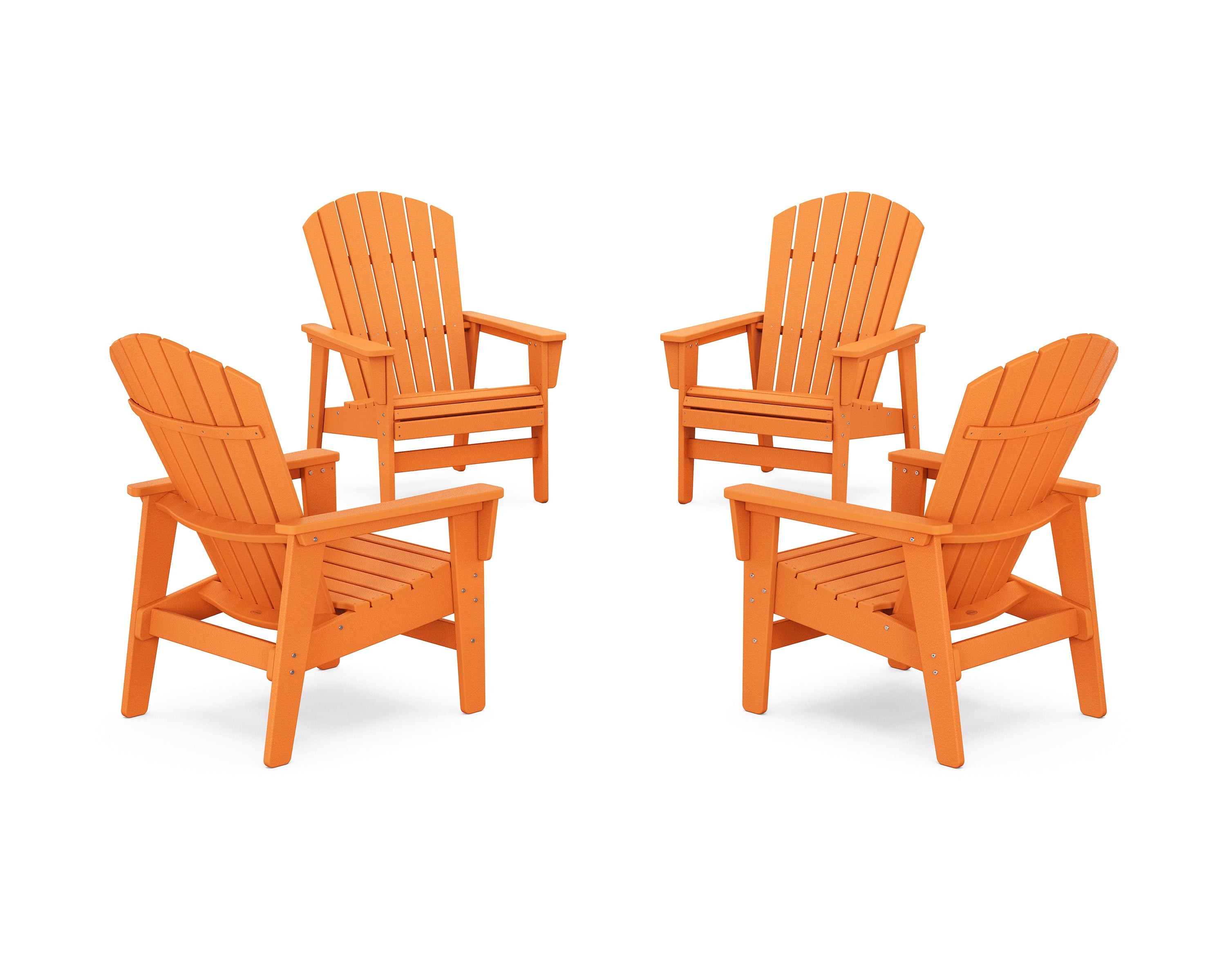 POLYWOOD® 4-Piece Nautical Grand Upright Adirondack Chair Conversation Set in Tangerine