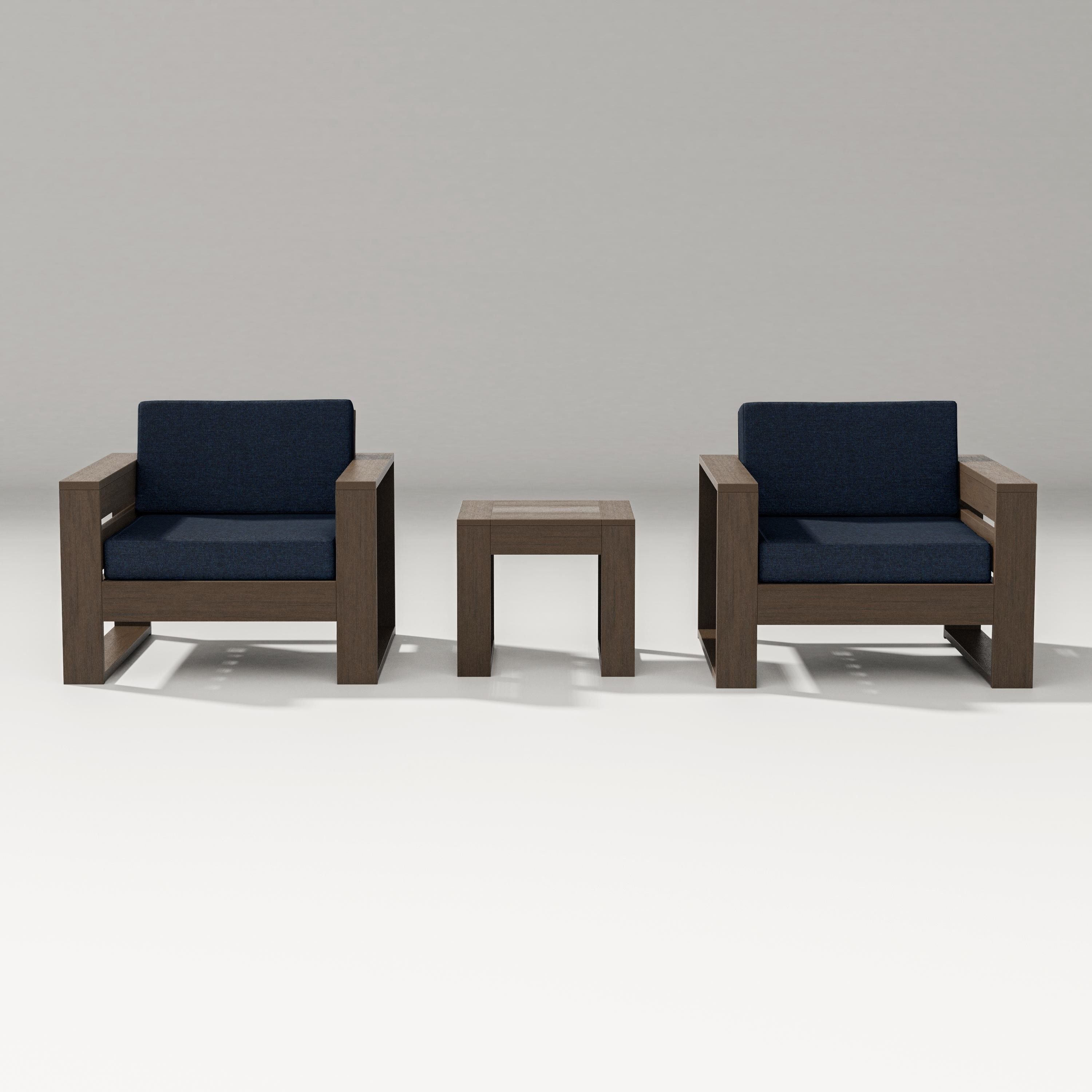 PW Designer Series Latitude 3-Piece Lounge Chair Set in Kona / Marine Indigo