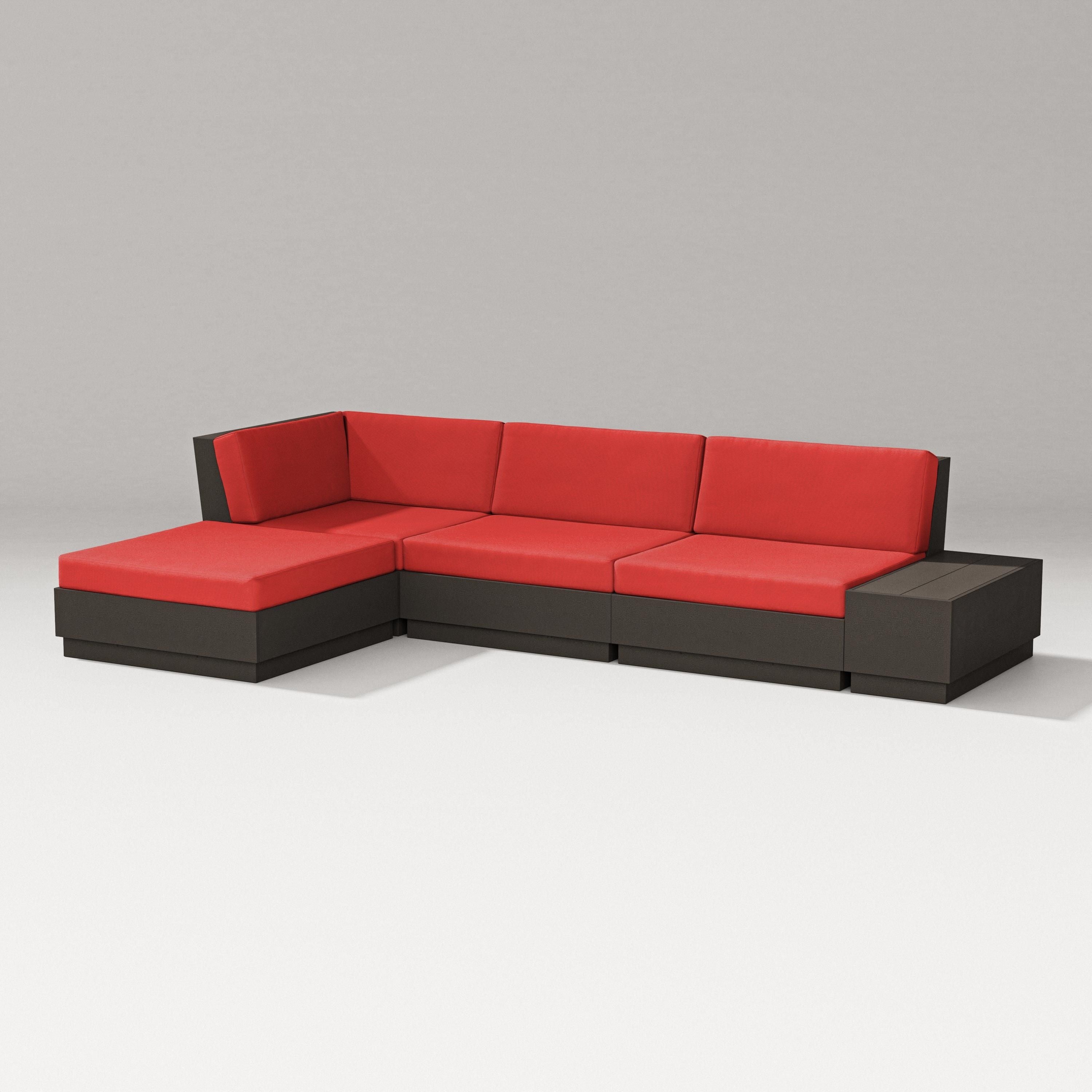 PW Designer Series Elevate Chaise Sectional in Vintage Coffee / Crimson Linen