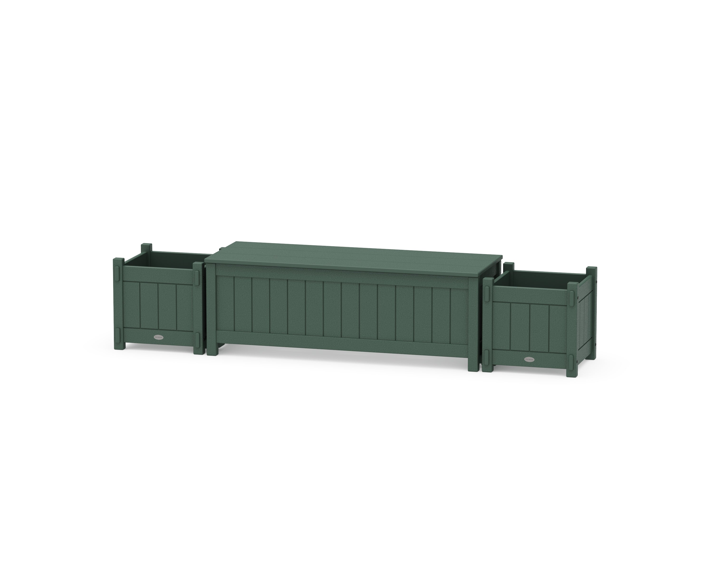 POLYWOOD 48" Vineyard Straight Planter Storage Bench Set in Green