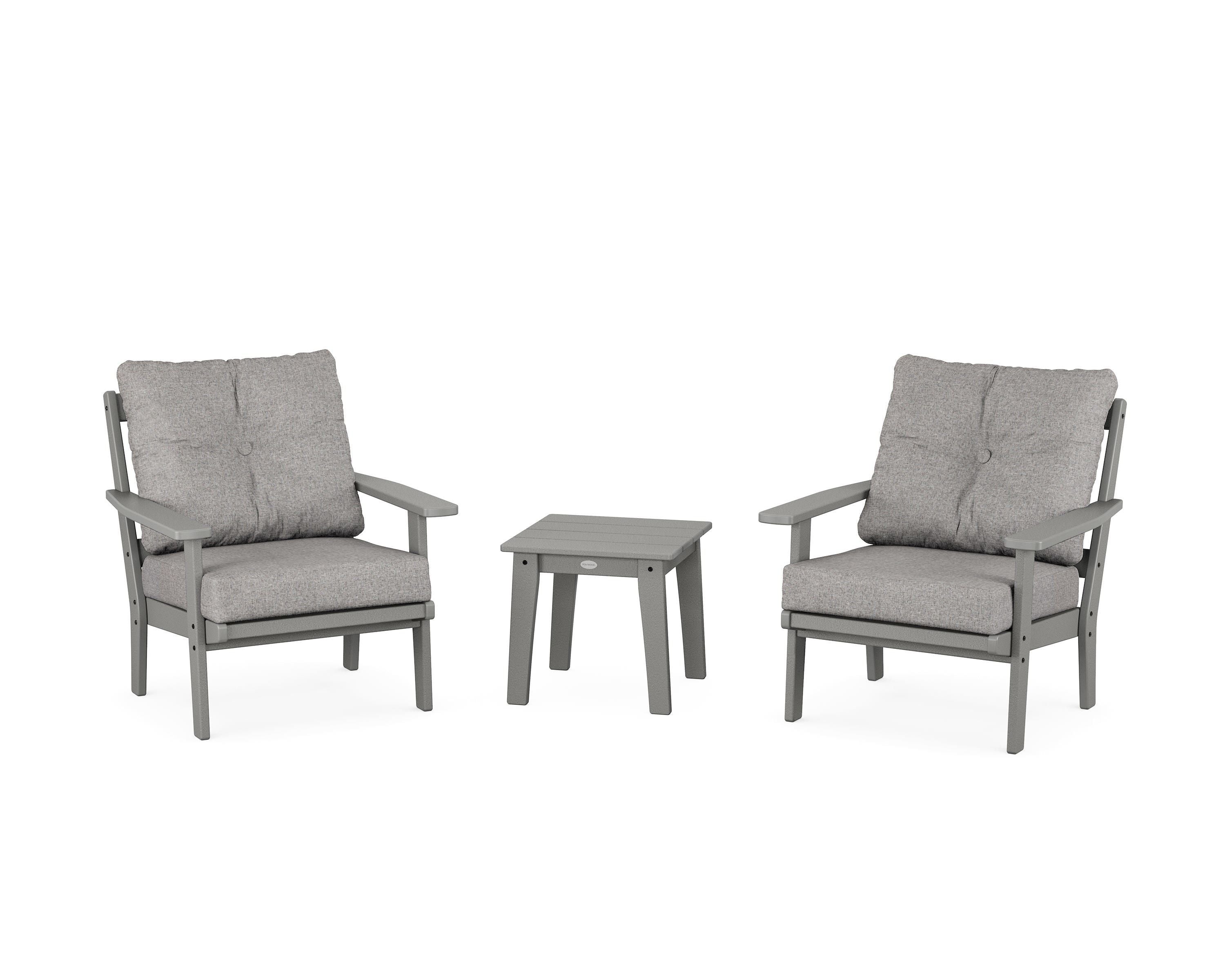 POLYWOOD Oxford 3-Piece Deep Seating Set in Slate Grey / Grey Mist
