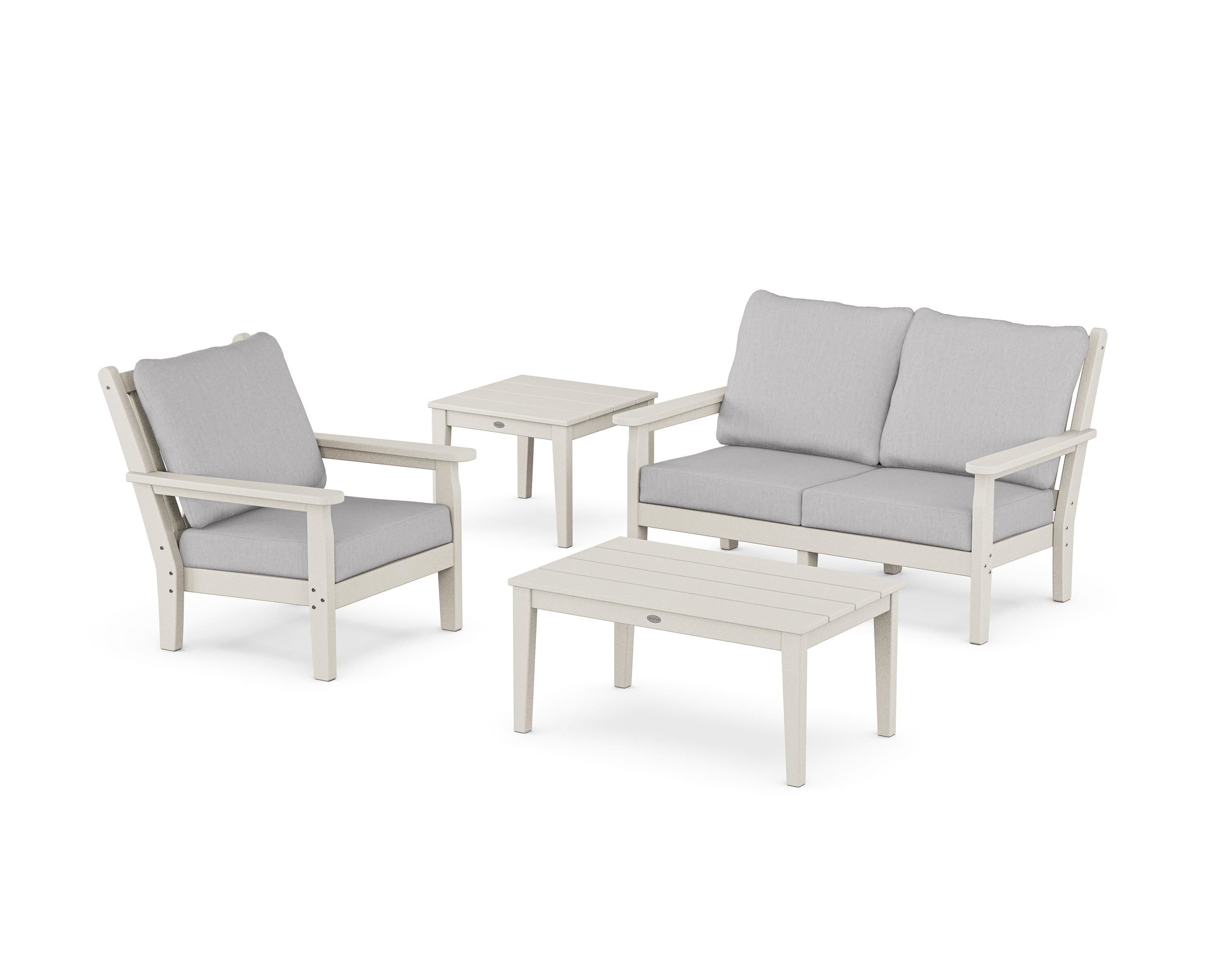 POLYWOOD Chippendale 4-Piece Deep Seating Set in Sand / Granite