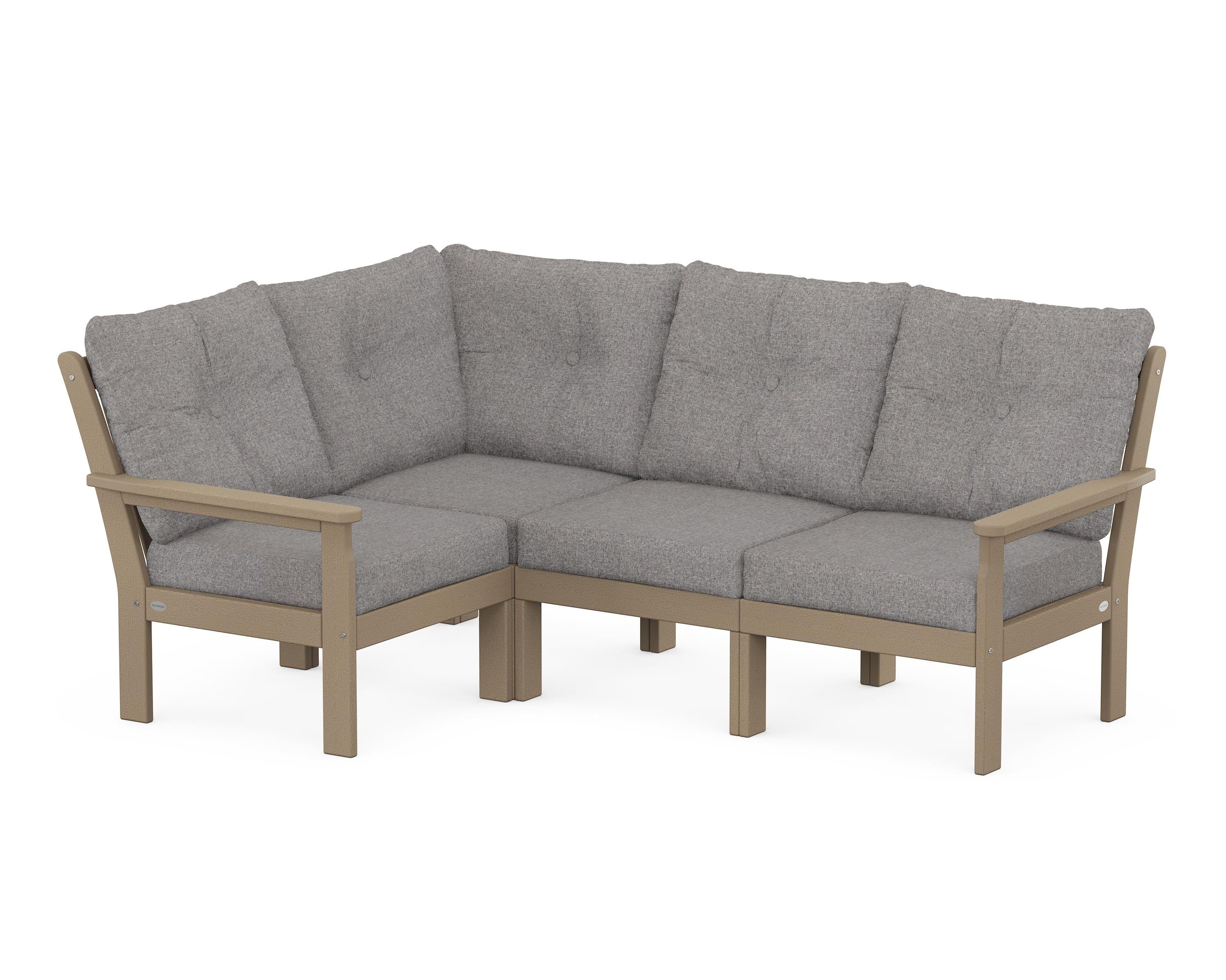 POLYWOOD Vineyard 4-Piece Sectional in Vintage Sahara / Grey Mist