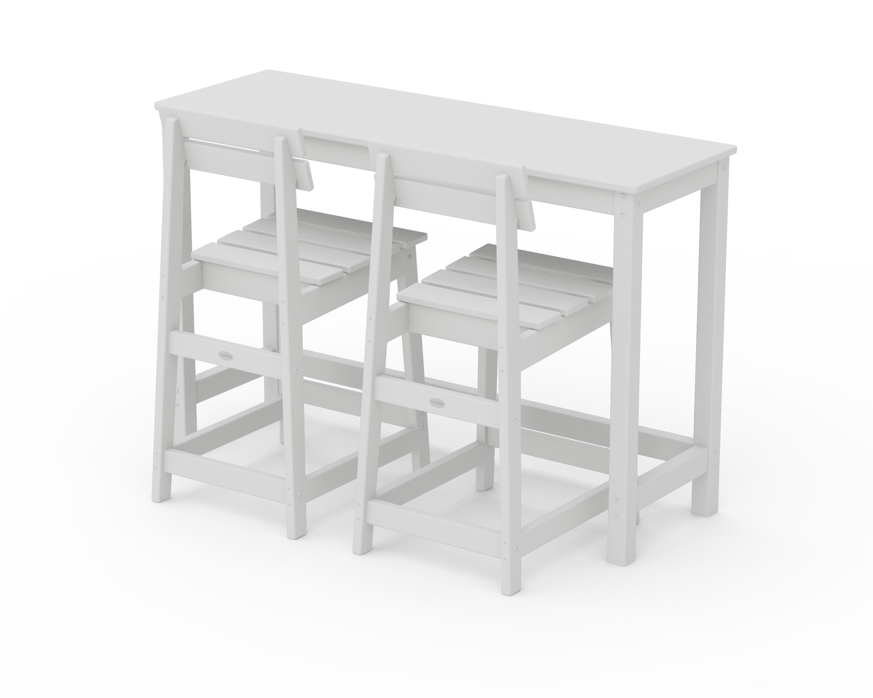 POLYWOOD Modern Studio Plaza Counter Chair 3-Piece Balcony Set in White