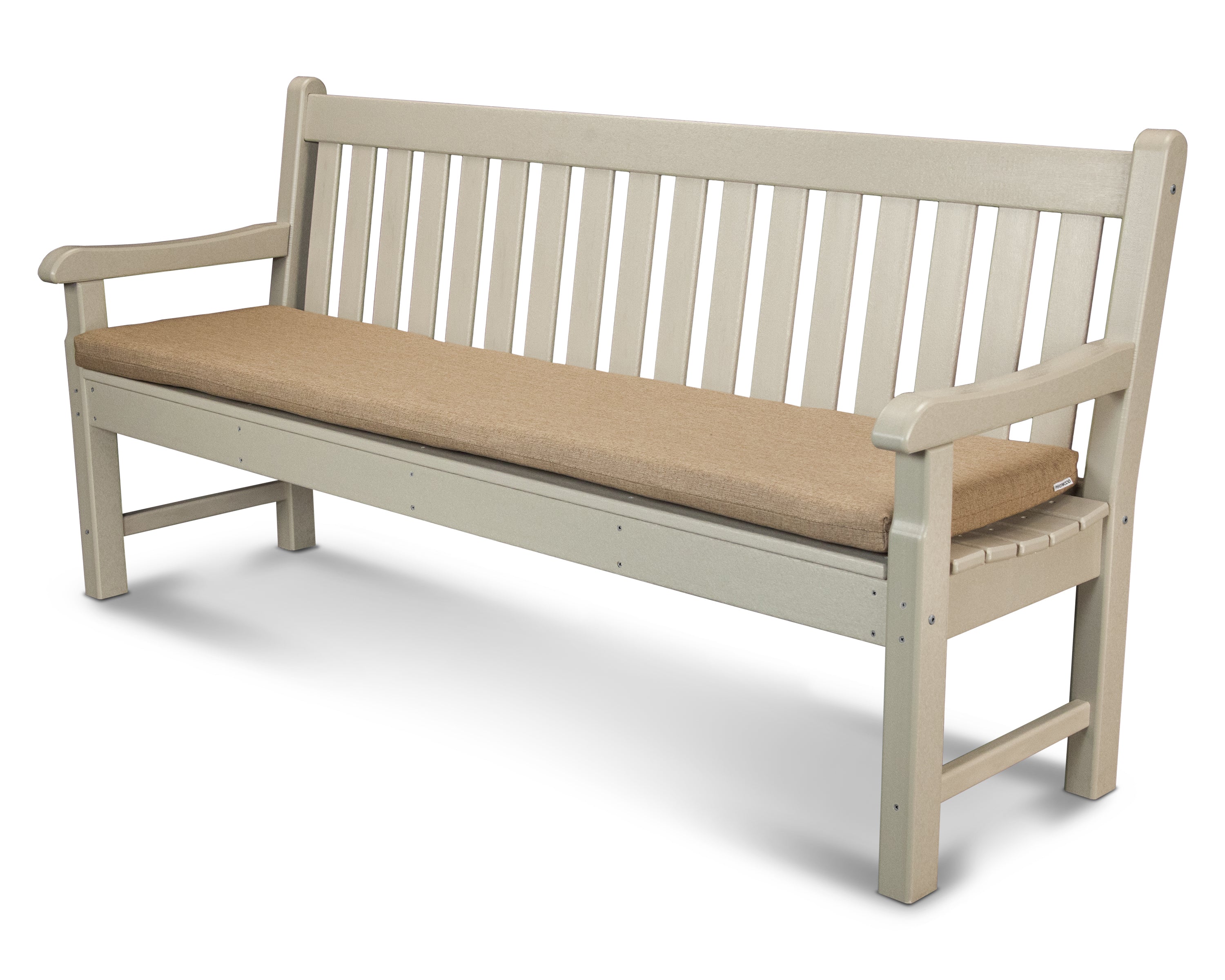 POLYWOOD Rockford 72" Bench with Seat Cushion in Sand / Sesame