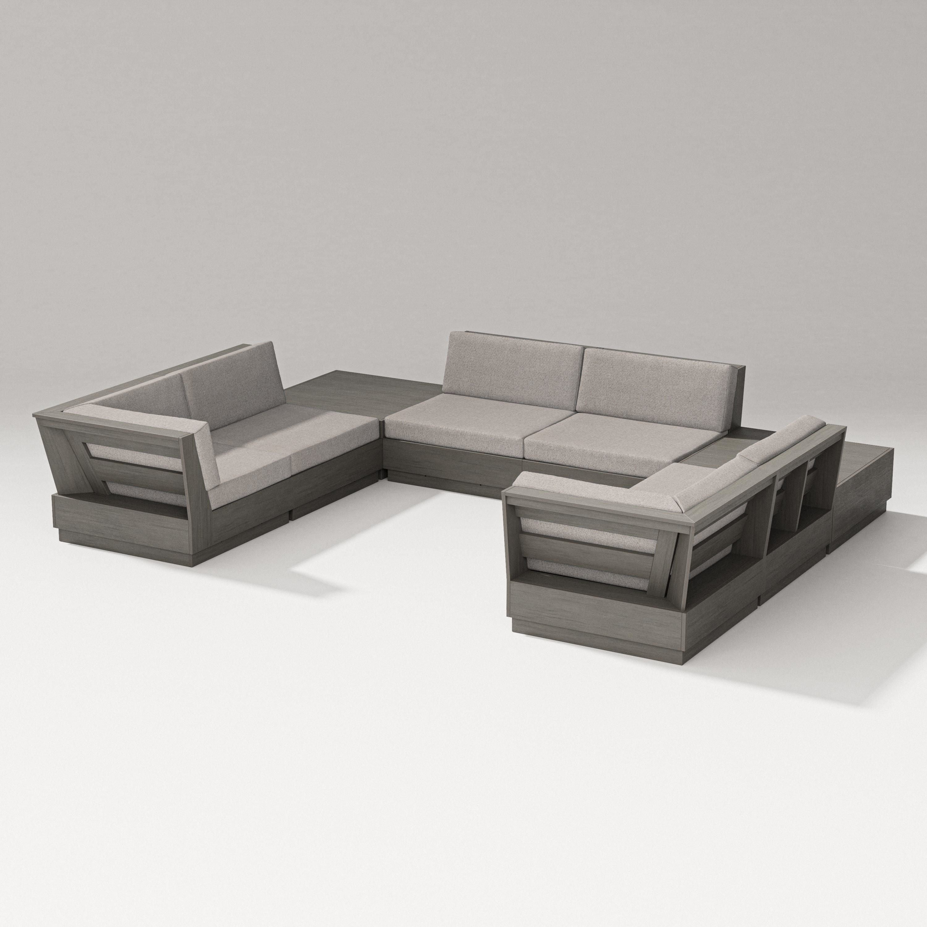 PW Designer Series Elevate 8-Piece U-Shaped Sectional in Driftwood / Weathered Tweed