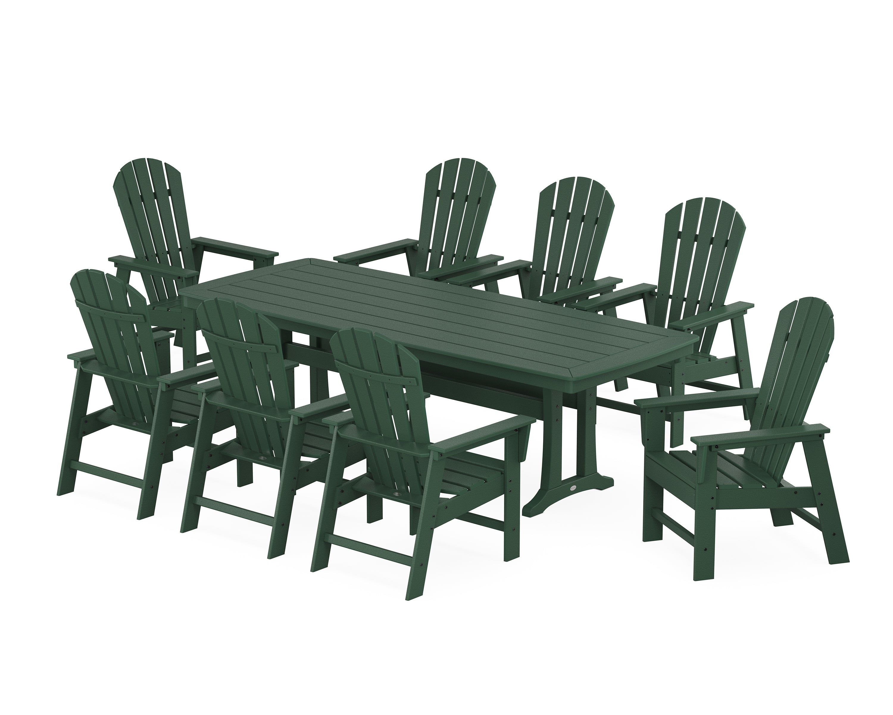 POLYWOOD® South Beach 9-Piece Dining Set with Trestle Legs in Green