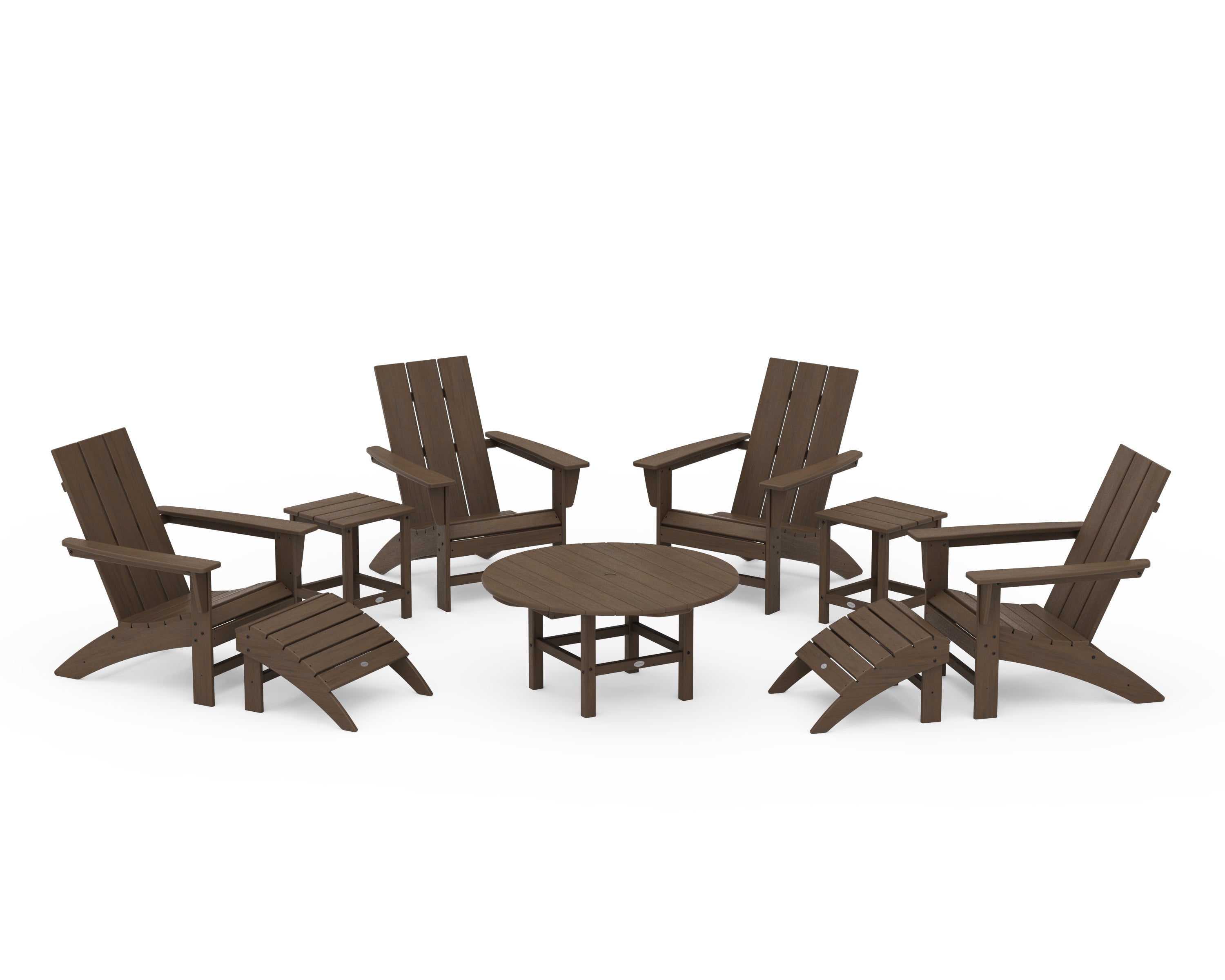 POLYWOOD Modern Adirondack Chair 9-Piece Conversation Set in Kona