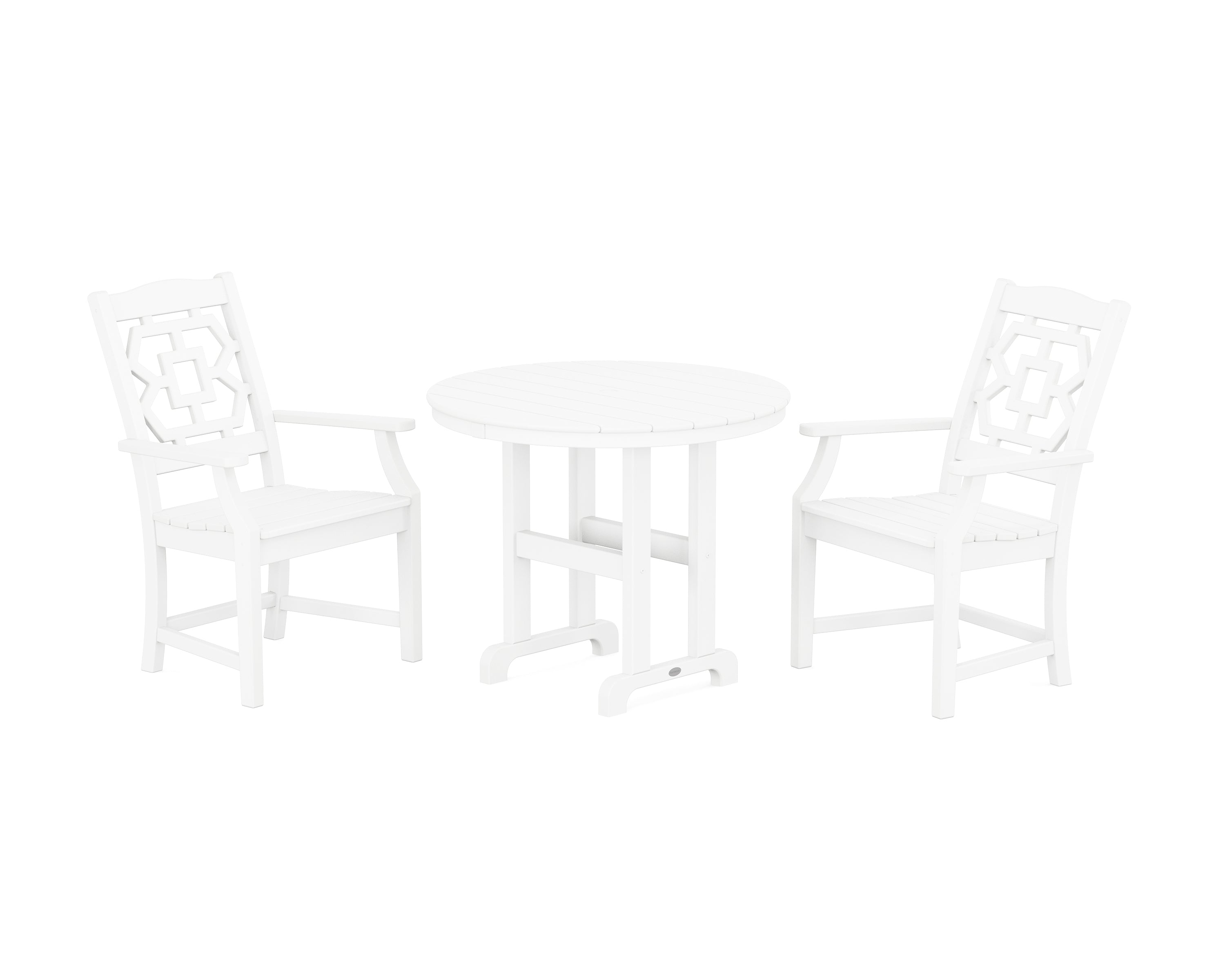 Martha Stewart by POLYWOOD® Chinoiserie 3-Piece Farmhouse Dining Set in White