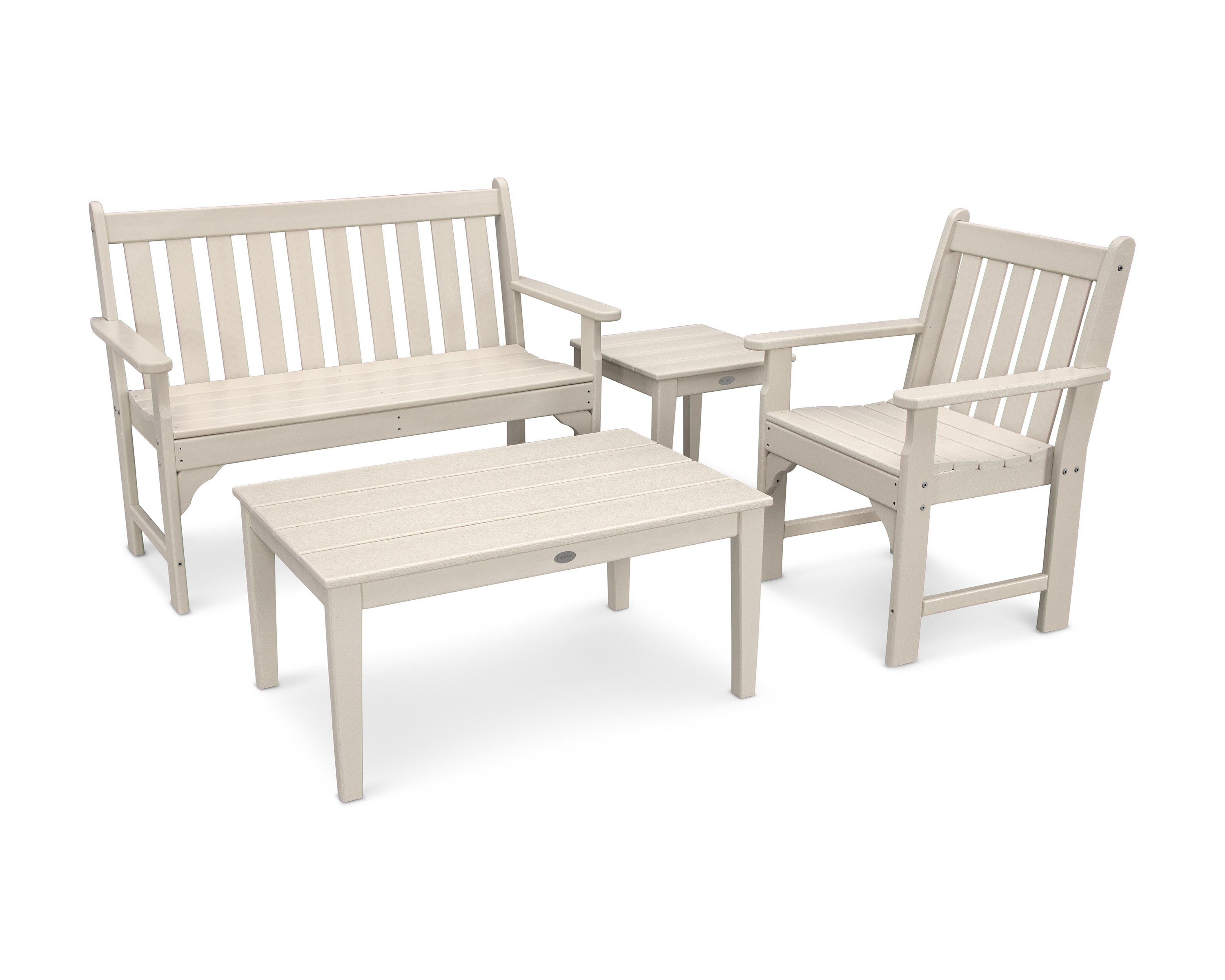 POLYWOOD Vineyard 4-Piece Bench Seating Set in Sand