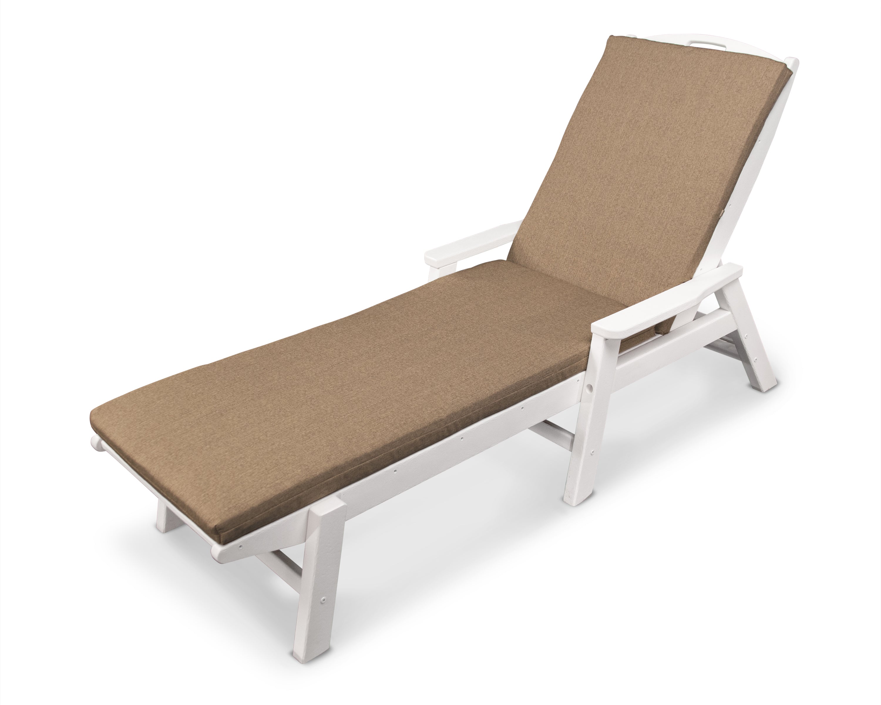 POLYWOOD® Nautical Chaise with Arms and Ateeva™ Cushion in White / Sesame