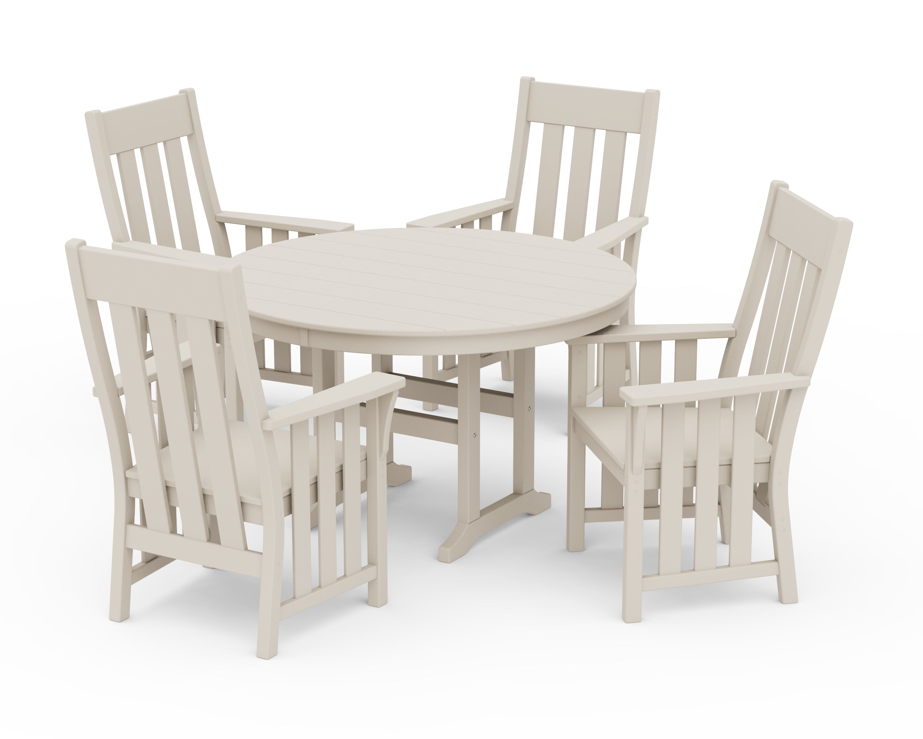 Martha Stewart by POLYWOOD Acadia 5-Piece Round Farmhouse Dining Set in Sand