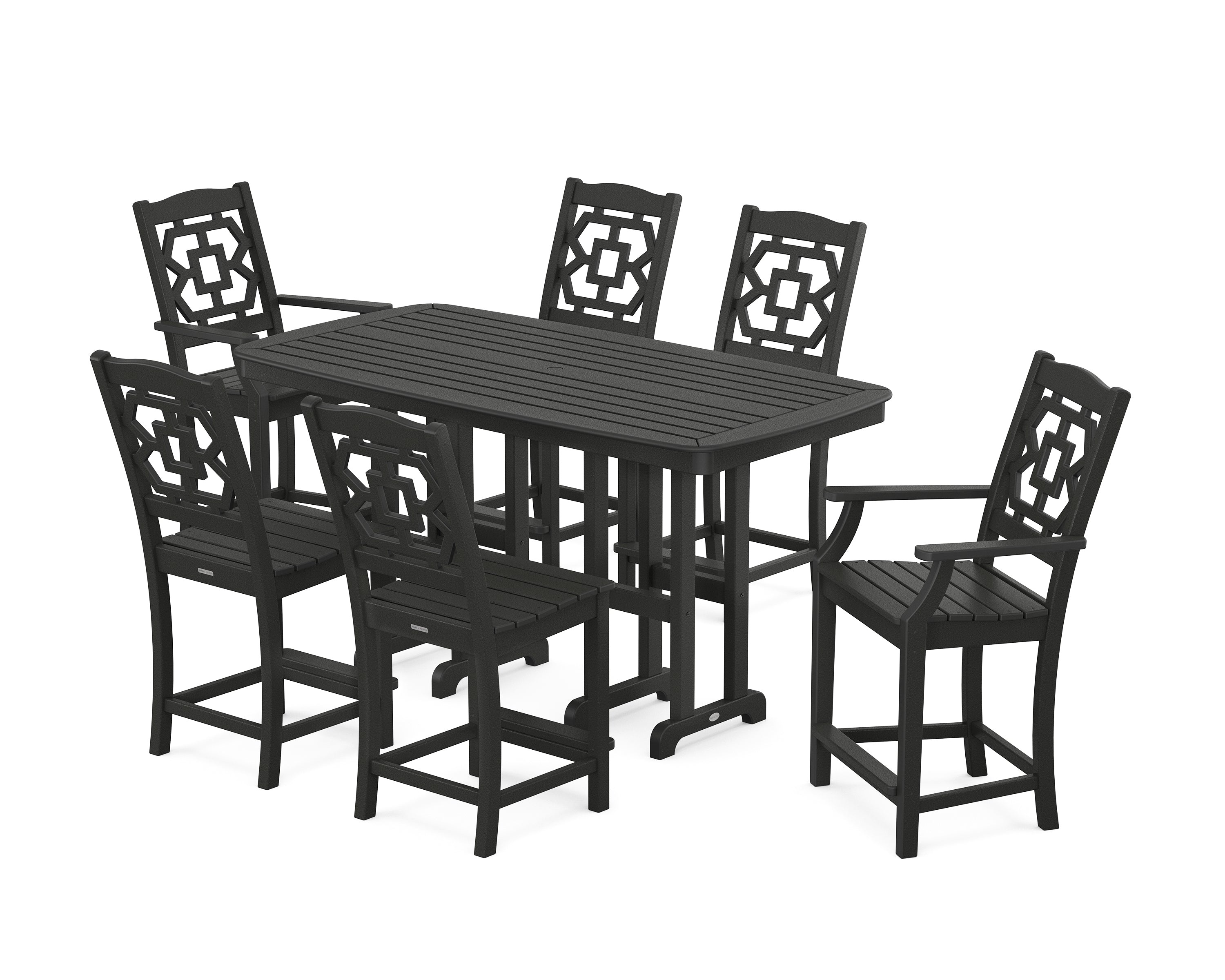 Martha Stewart by POLYWOOD® Chinoiserie 7-Piece Counter Set in Black