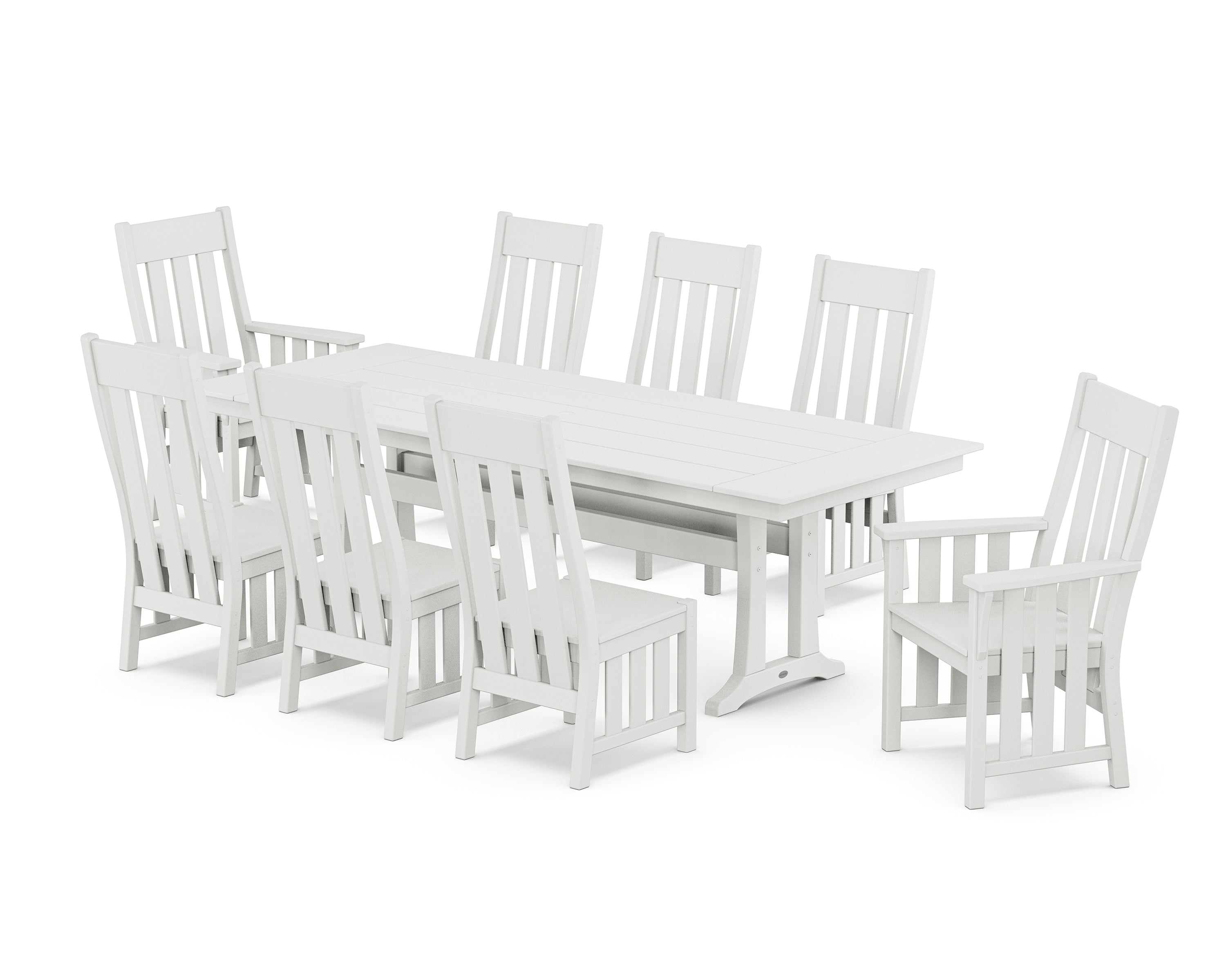 Martha Stewart by POLYWOOD® Acadia 9-Piece Farmhouse Dining Set with Trestle Legs in White