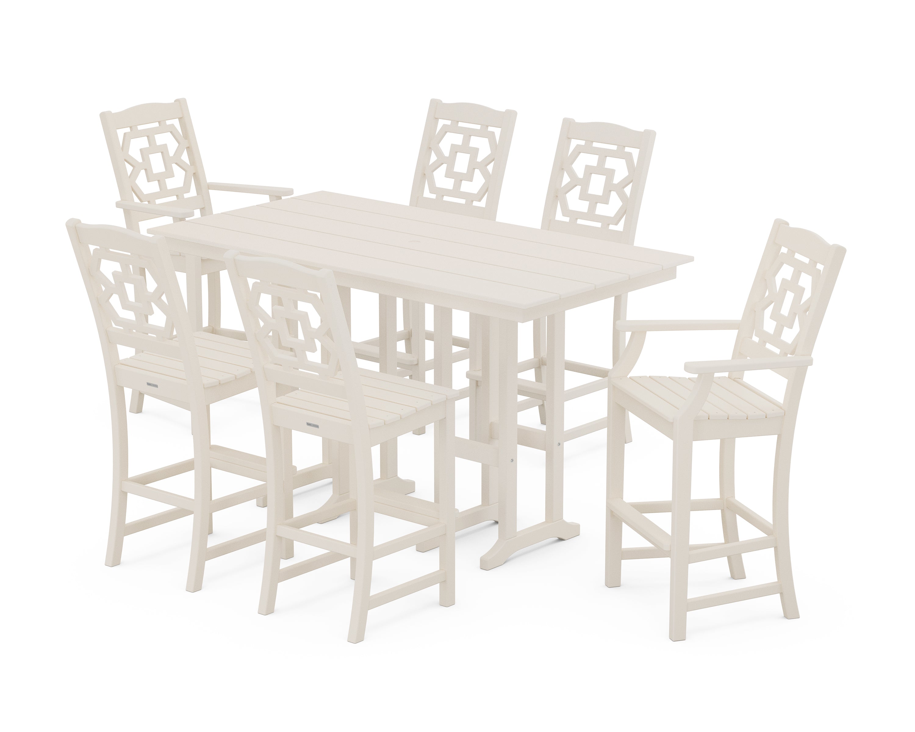 Martha Stewart by POLYWOOD® Chinoiserie 7-Piece Farmhouse Bar Set in Sand