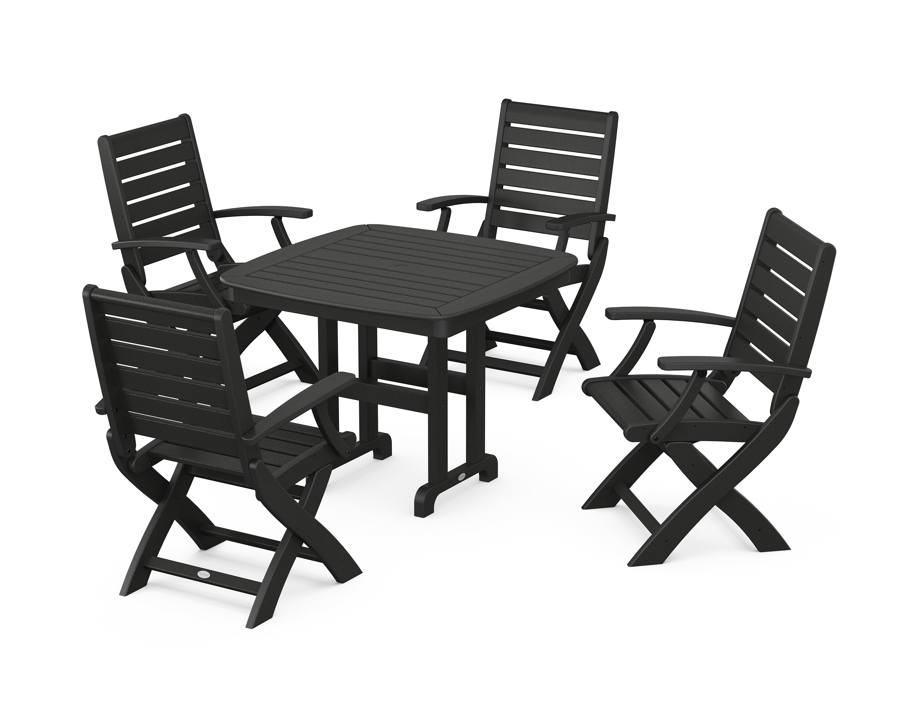 POLYWOOD® Signature Folding Chair 5-Piece Dining Set in Black