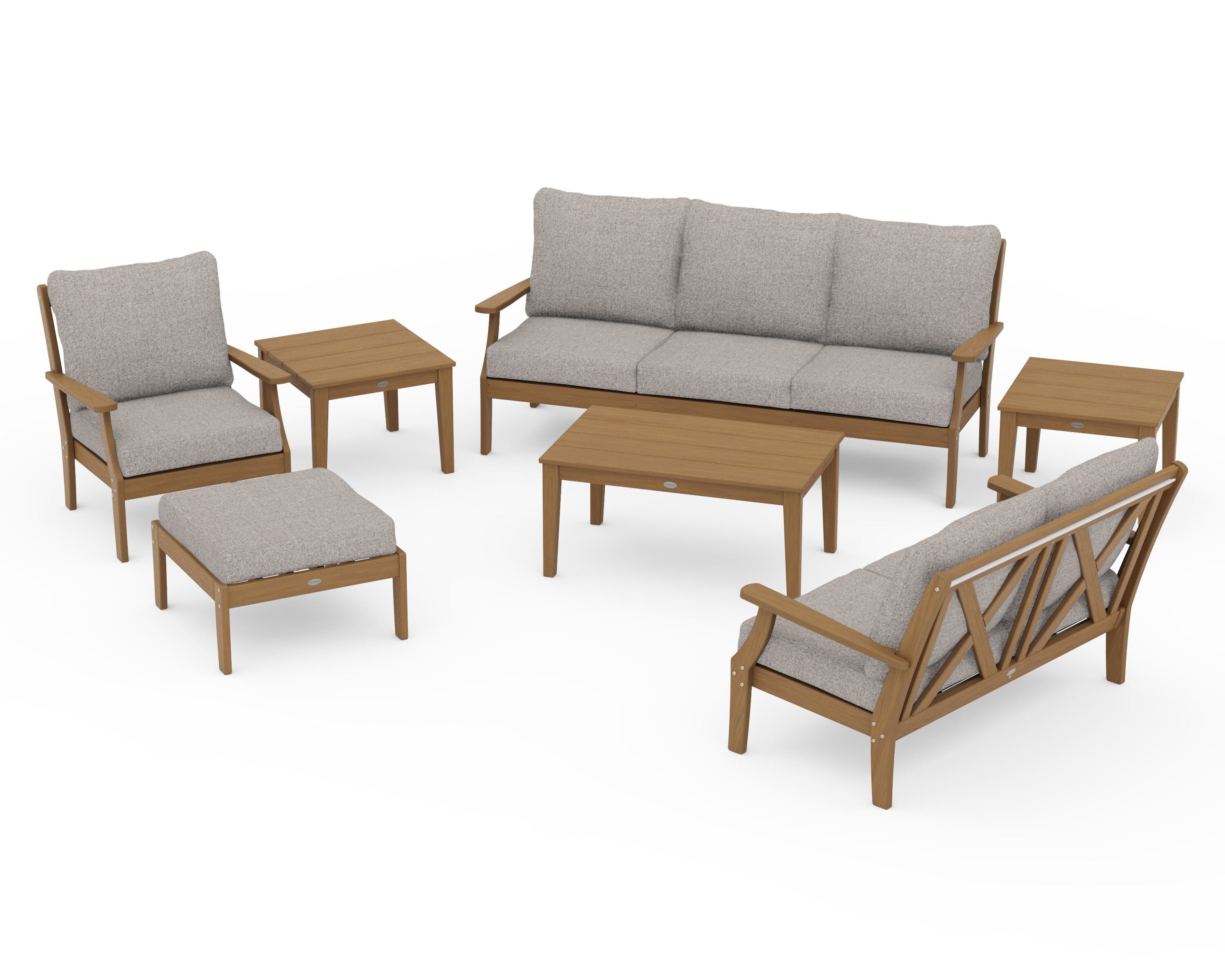 POLYWOOD Braxton 7-Piece Deep Seating Set in Natural / Weathered Tweed