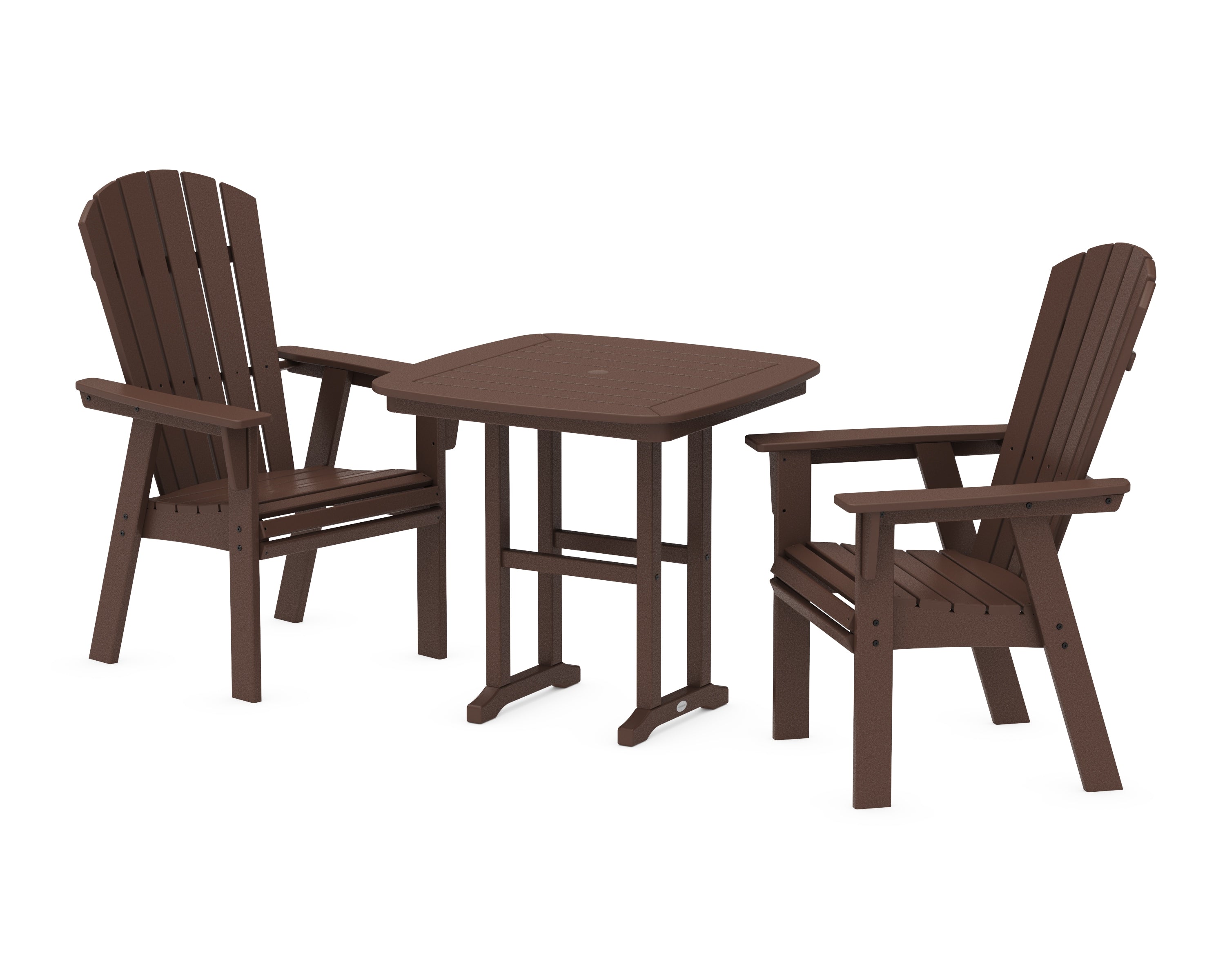 POLYWOOD Nautical Adirondack 3-Piece Dining Set in Mahogany