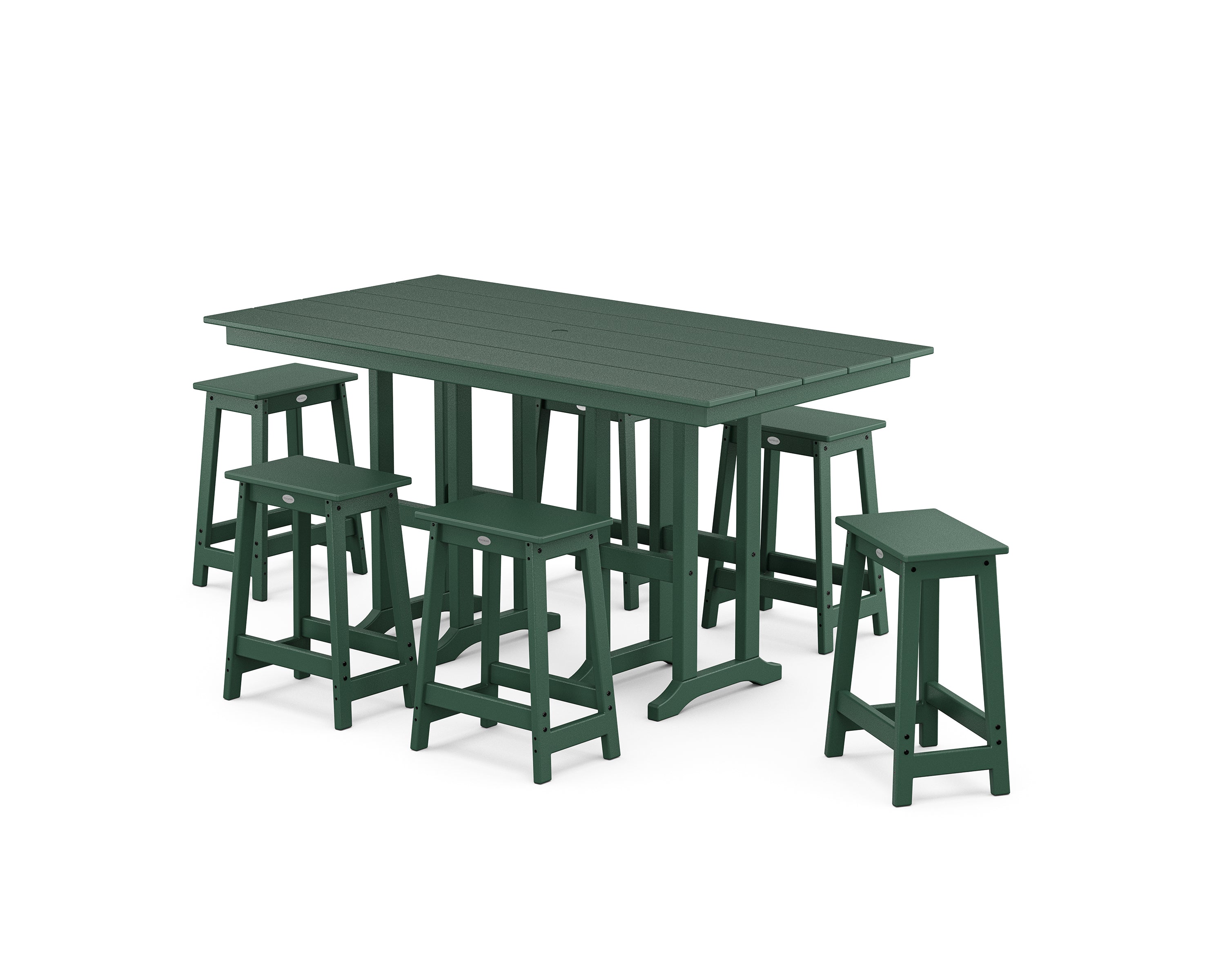 POLYWOOD Modern Studio Counter Stool 7-Piece Set in Green