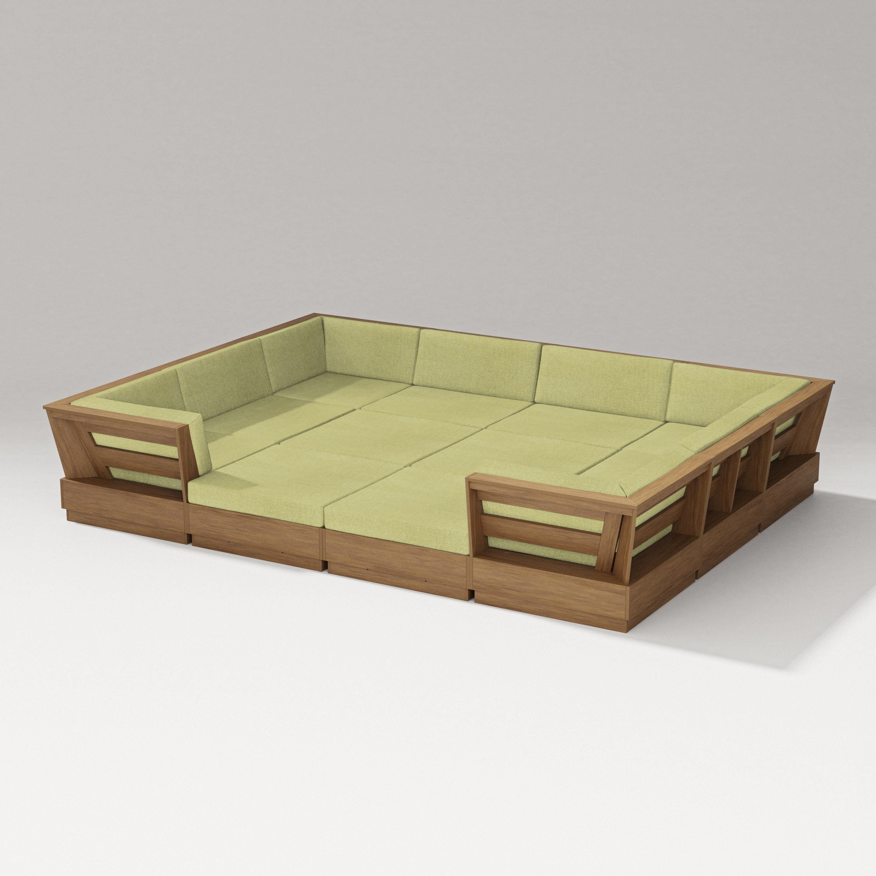 PW Designer Series Elevate 12-Piece Pit Sectional in Natural / Chartreuse Boucle