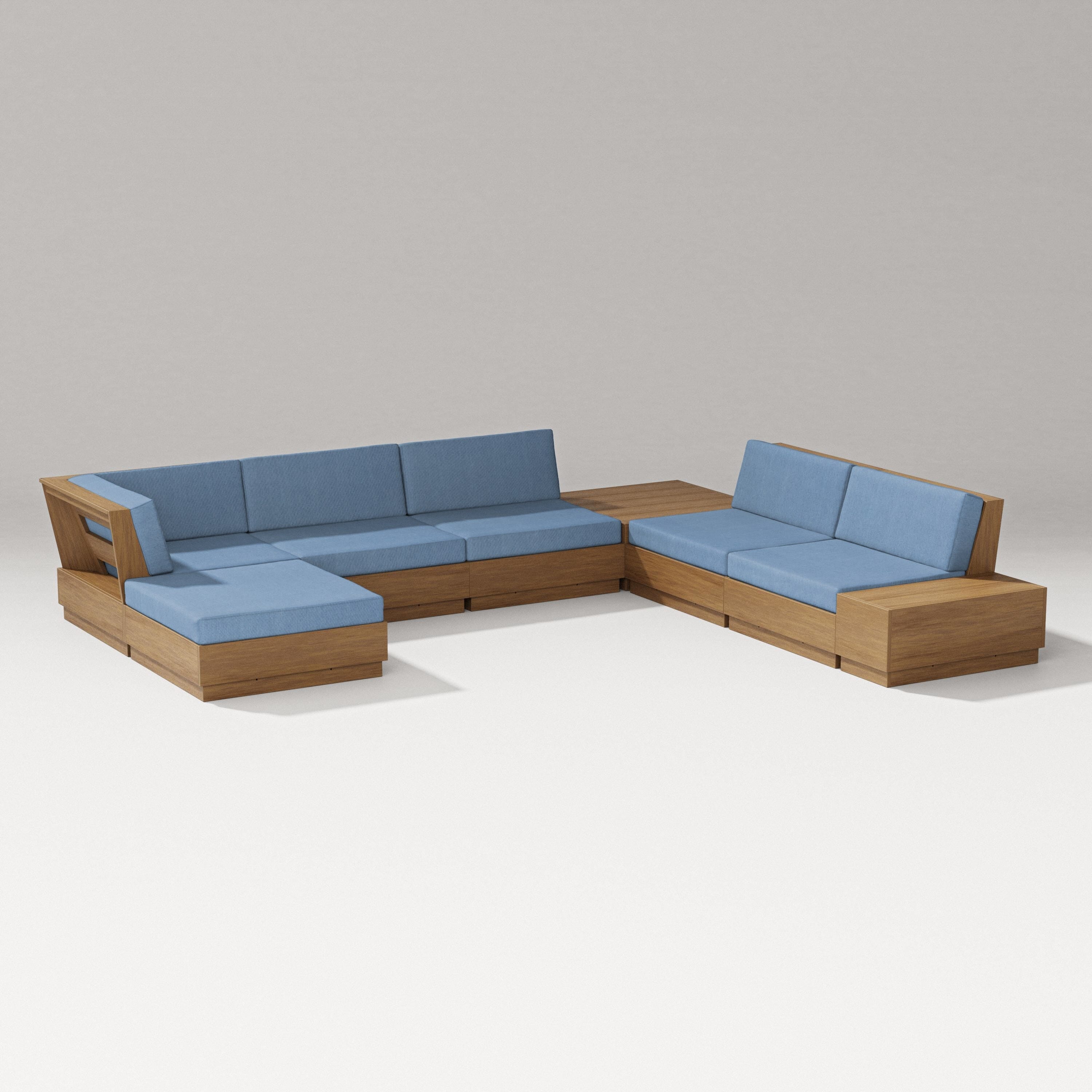 PW Designer Series Elevate 8-Piece Corner Sectional in Natural / Sky Blue