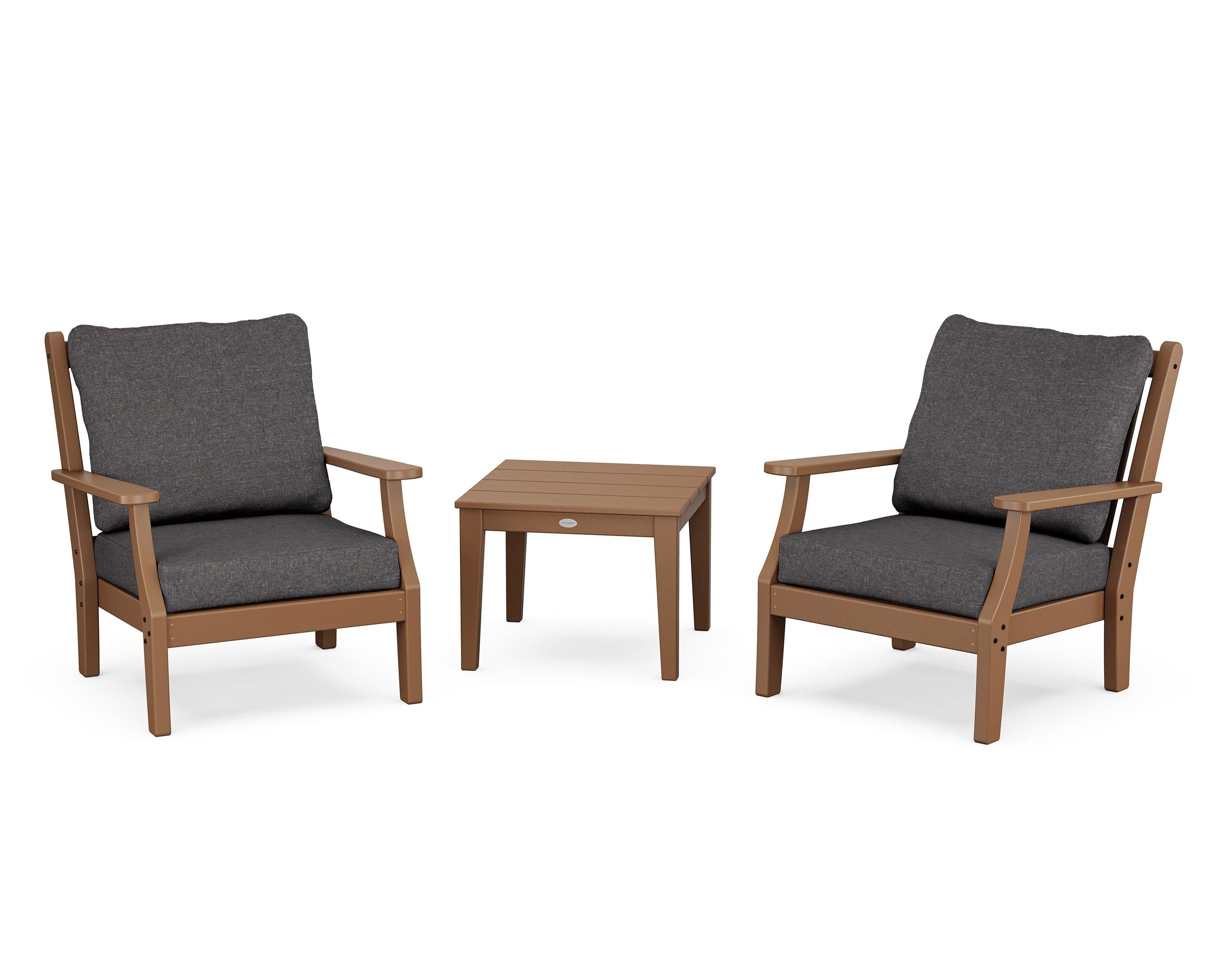 Country Living Wovendale 3-Piece Deep Seating Set in Teak / Ash Charcoal