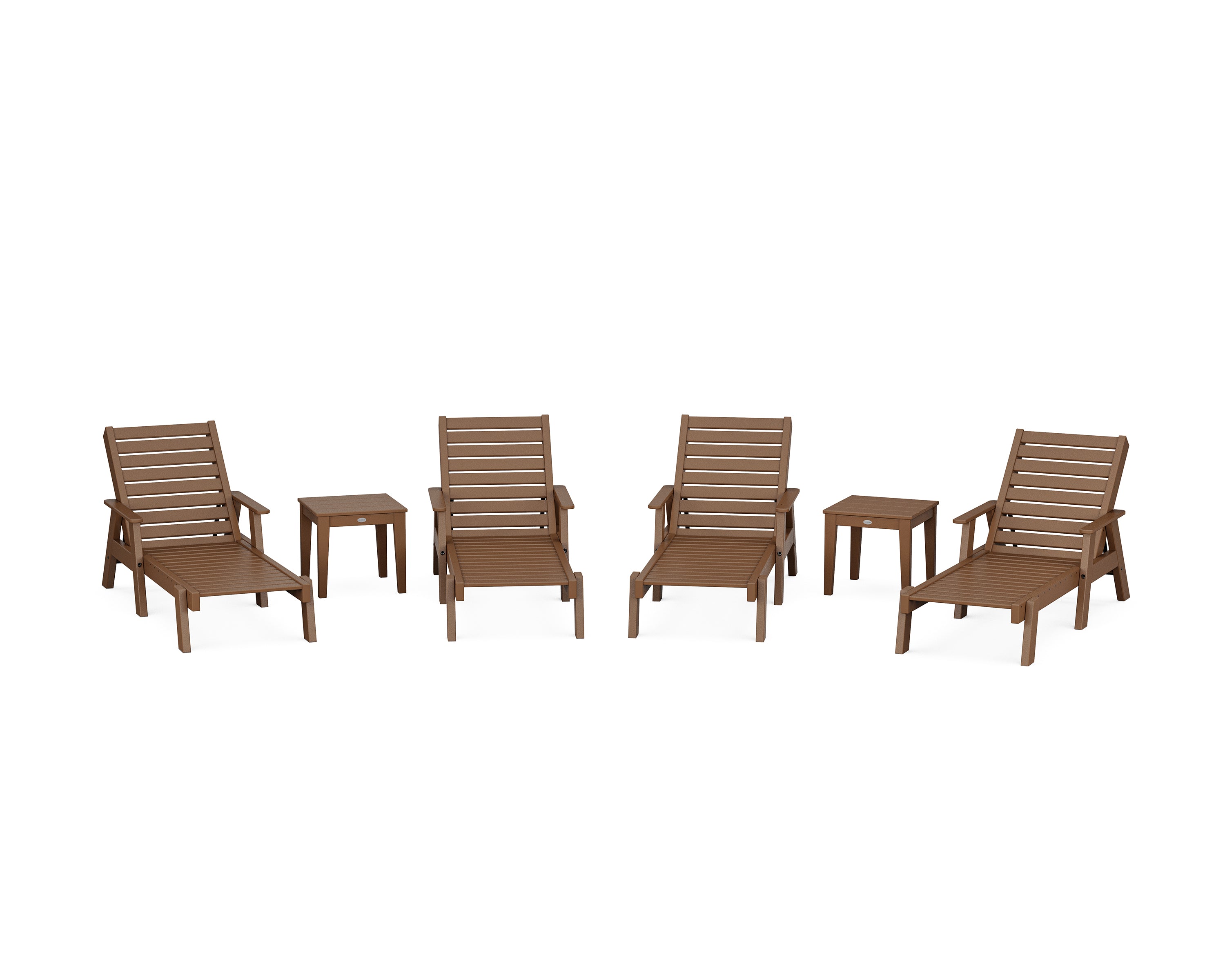 POLYWOOD Captain Chaise 6-Piece Set with Arms in Teak