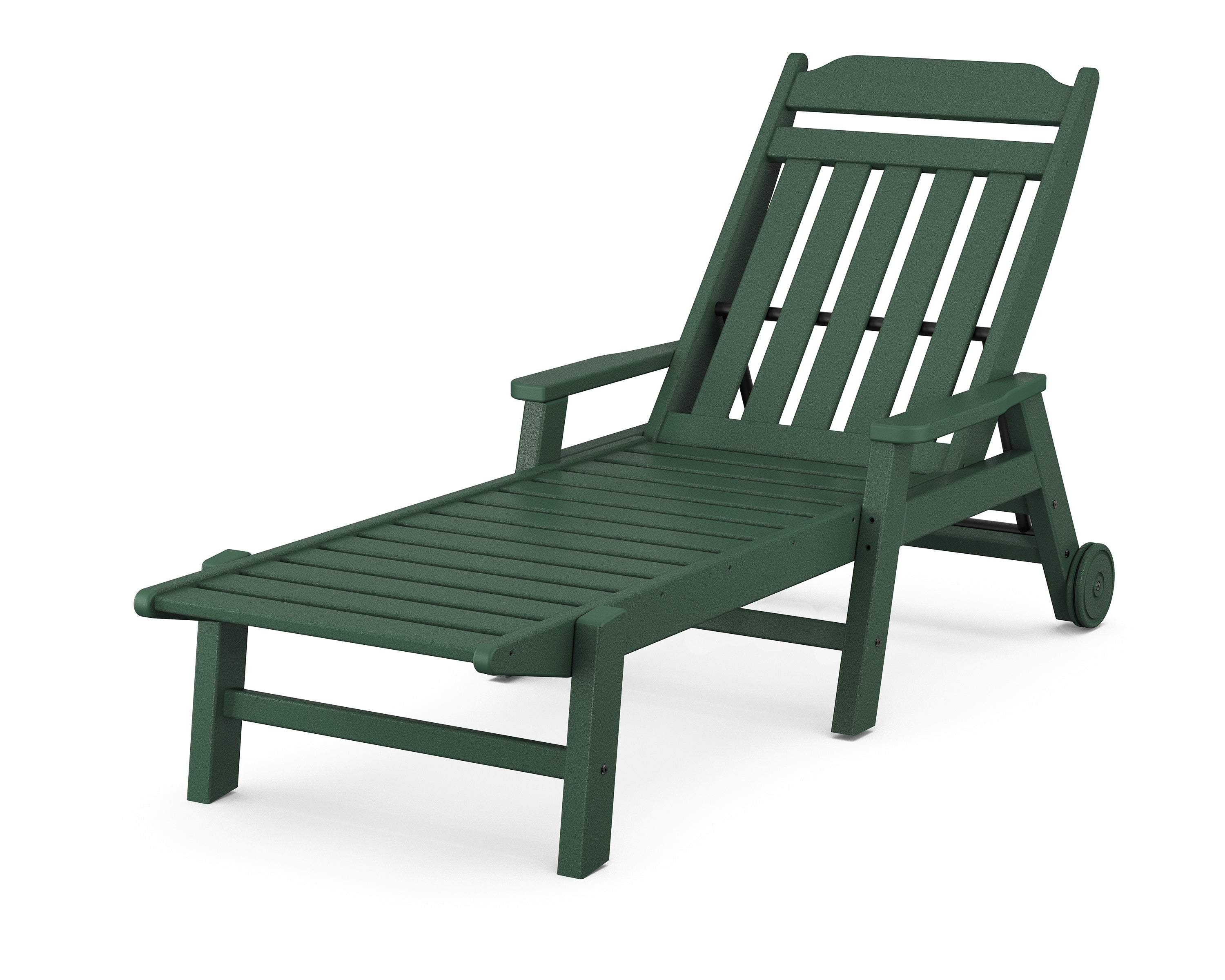 POLYWOOD Country Living Chaise with Arms and Wheels in Green