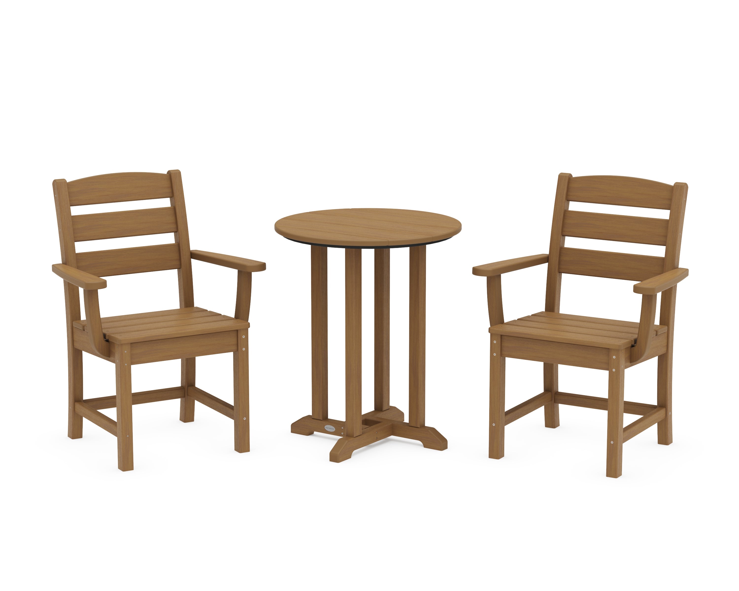 POLYWOOD Lakeside 3-Piece Round Bistro Dining Set in Natural