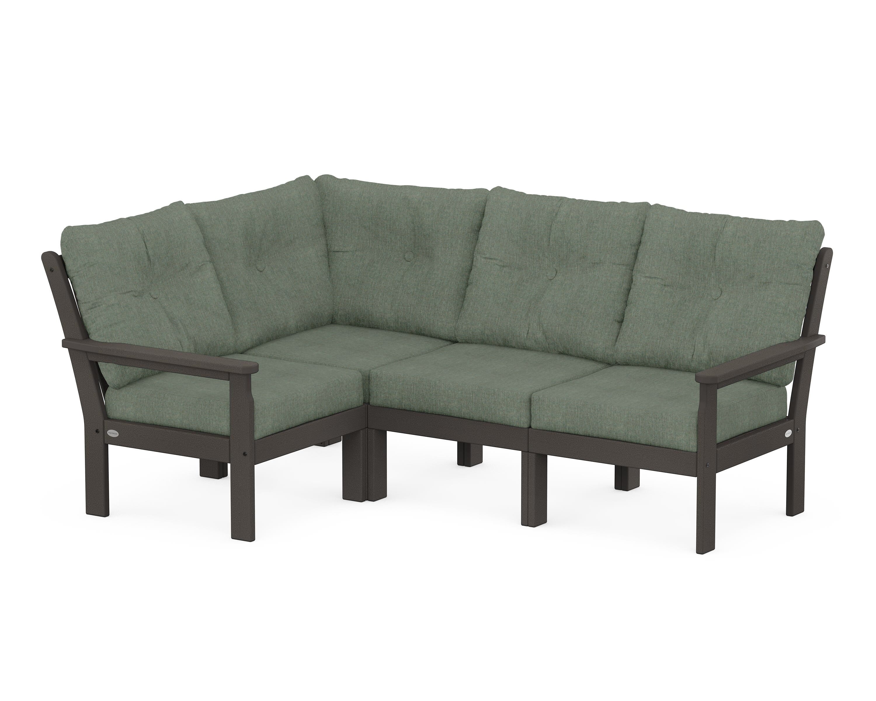 POLYWOOD Vineyard 4-Piece Sectional in Vintage Coffee / Cast Sage