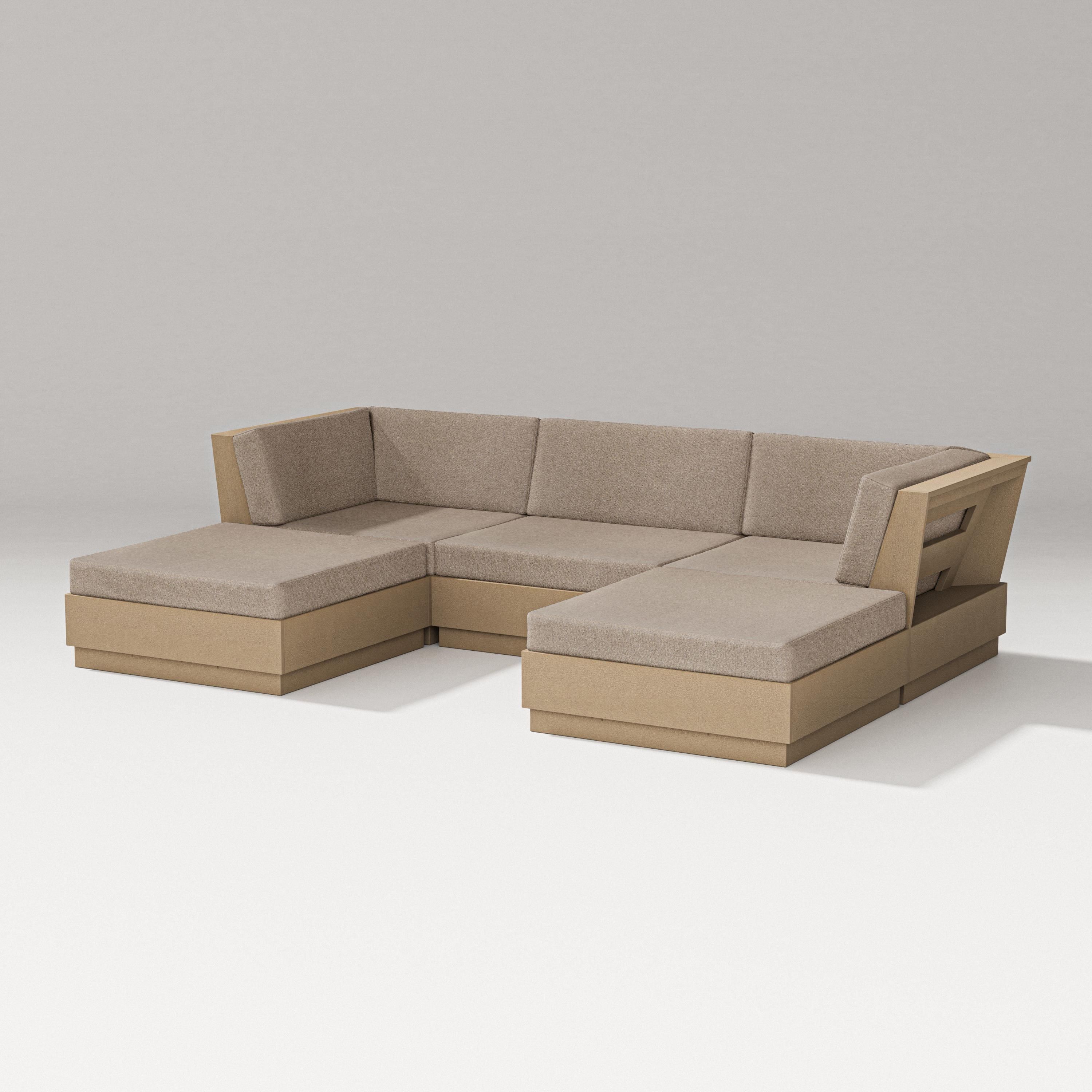 PW Designer Series Elevate Double Chaise Sectional in Vintage Sahara / Spiced Burlap