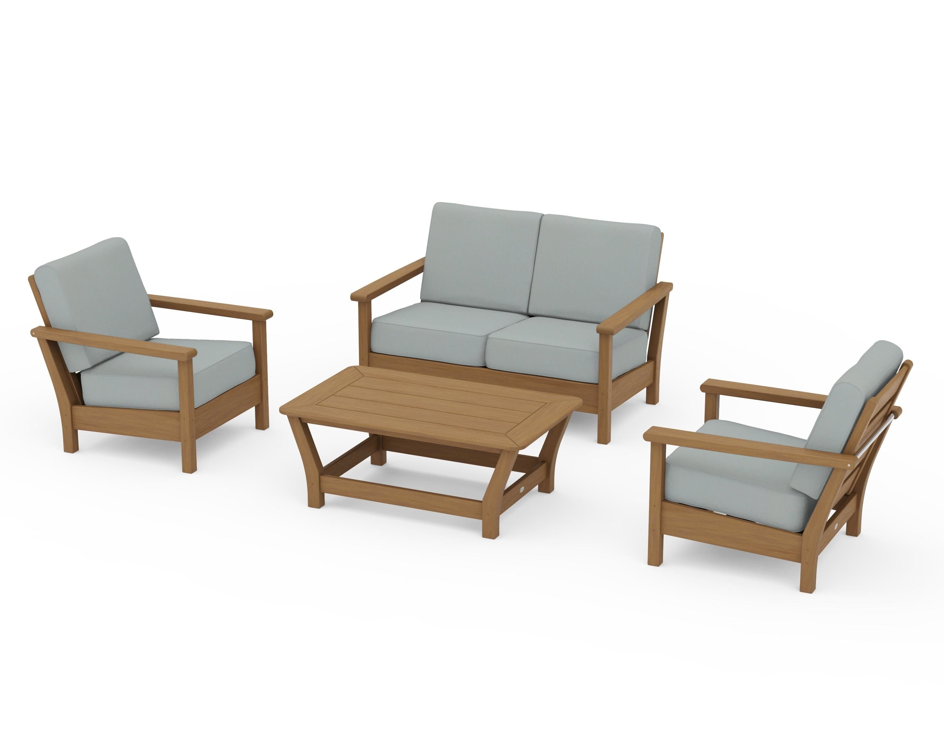 POLYWOOD Harbour 4-Piece Deep Seating Set in Natural / Spa