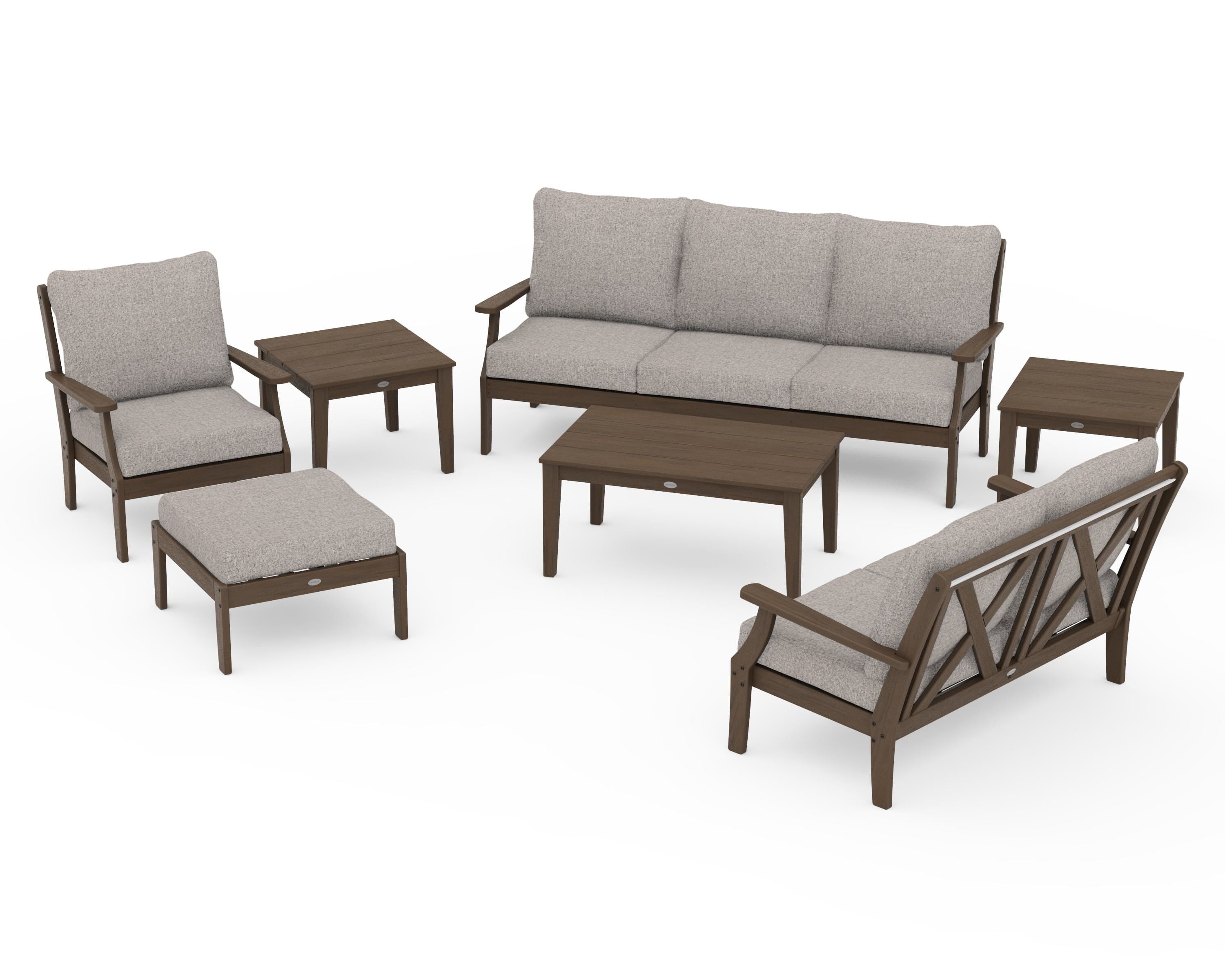 POLYWOOD Braxton 7-Piece Deep Seating Set in Kona / Weathered Tweed