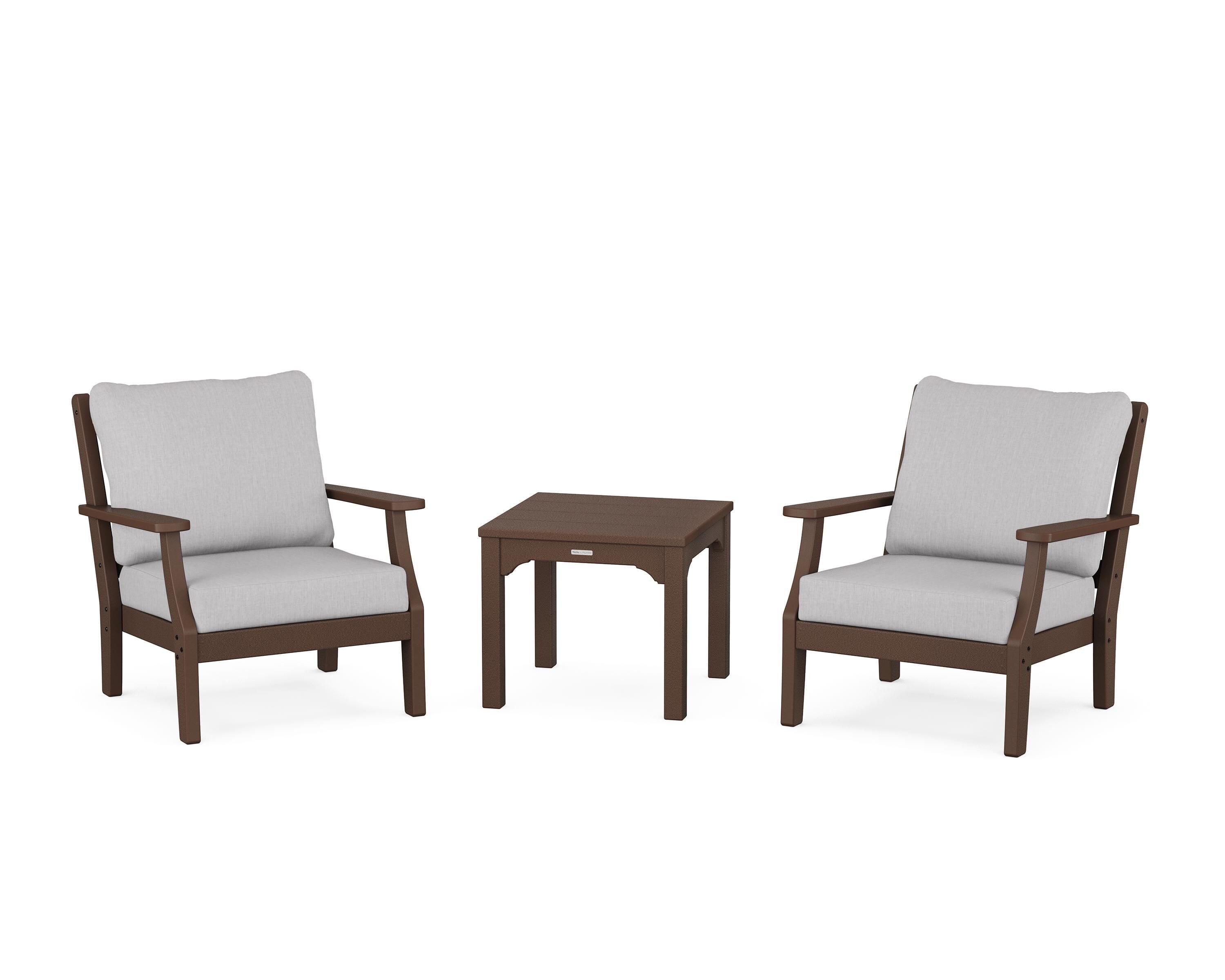 Martha Stewart by POLYWOOD Chinoiserie 3-Piece Deep Seating Set in Mahogany / Granite