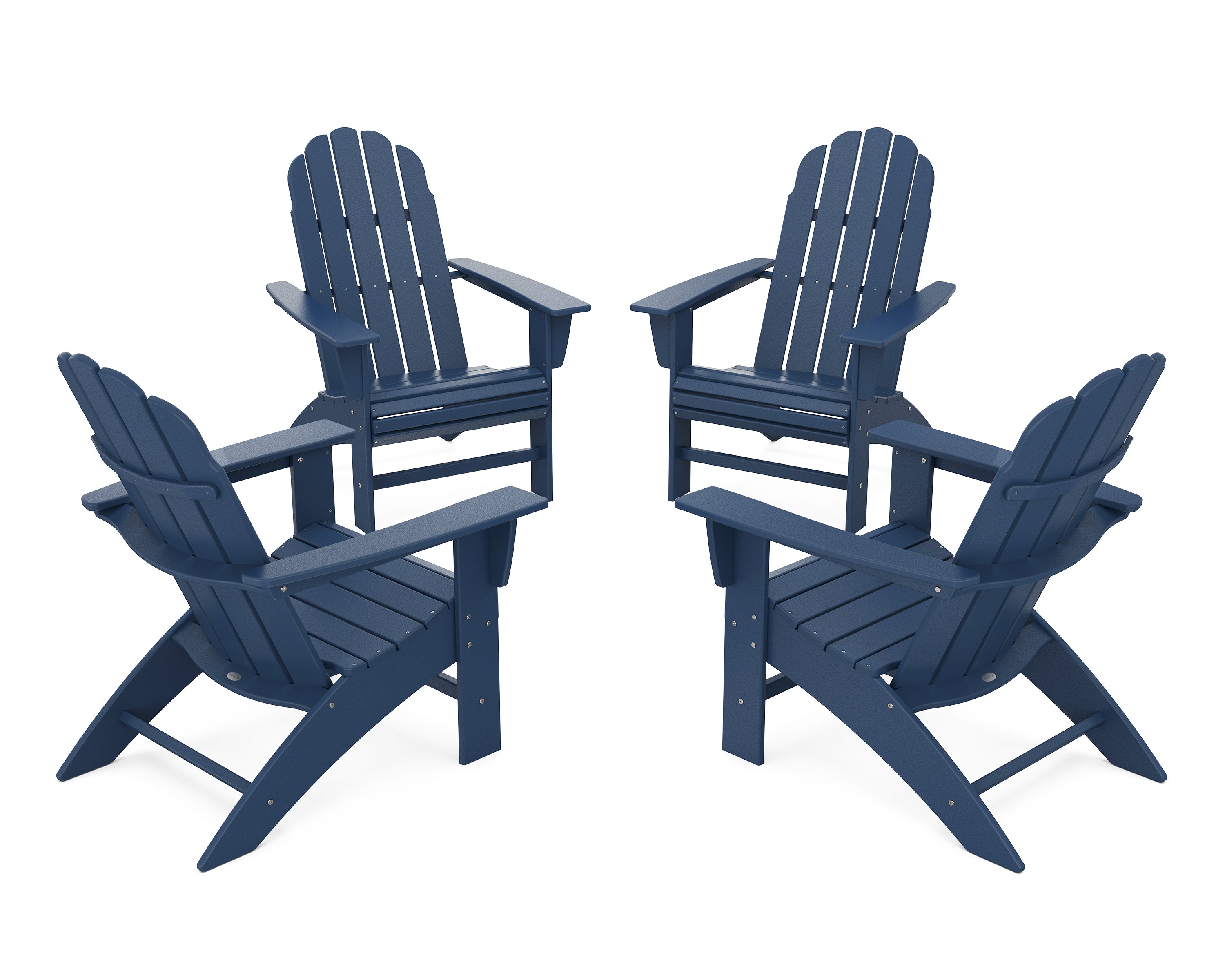 POLYWOOD® 4-Piece Vineyard Curveback Adirondack Chair Conversation Set in Navy
