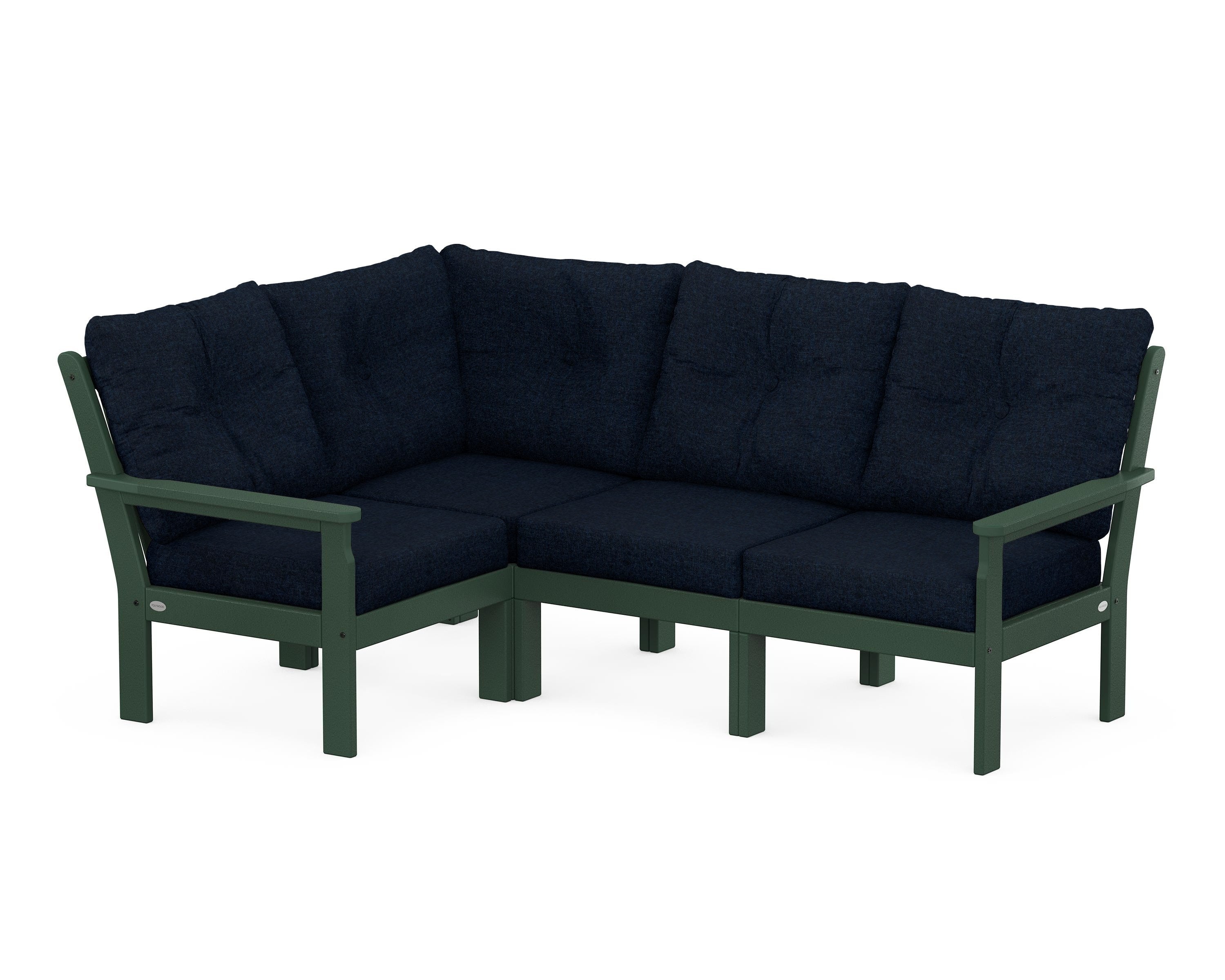 POLYWOOD Vineyard 4-Piece Sectional in Green / Marine Indigo