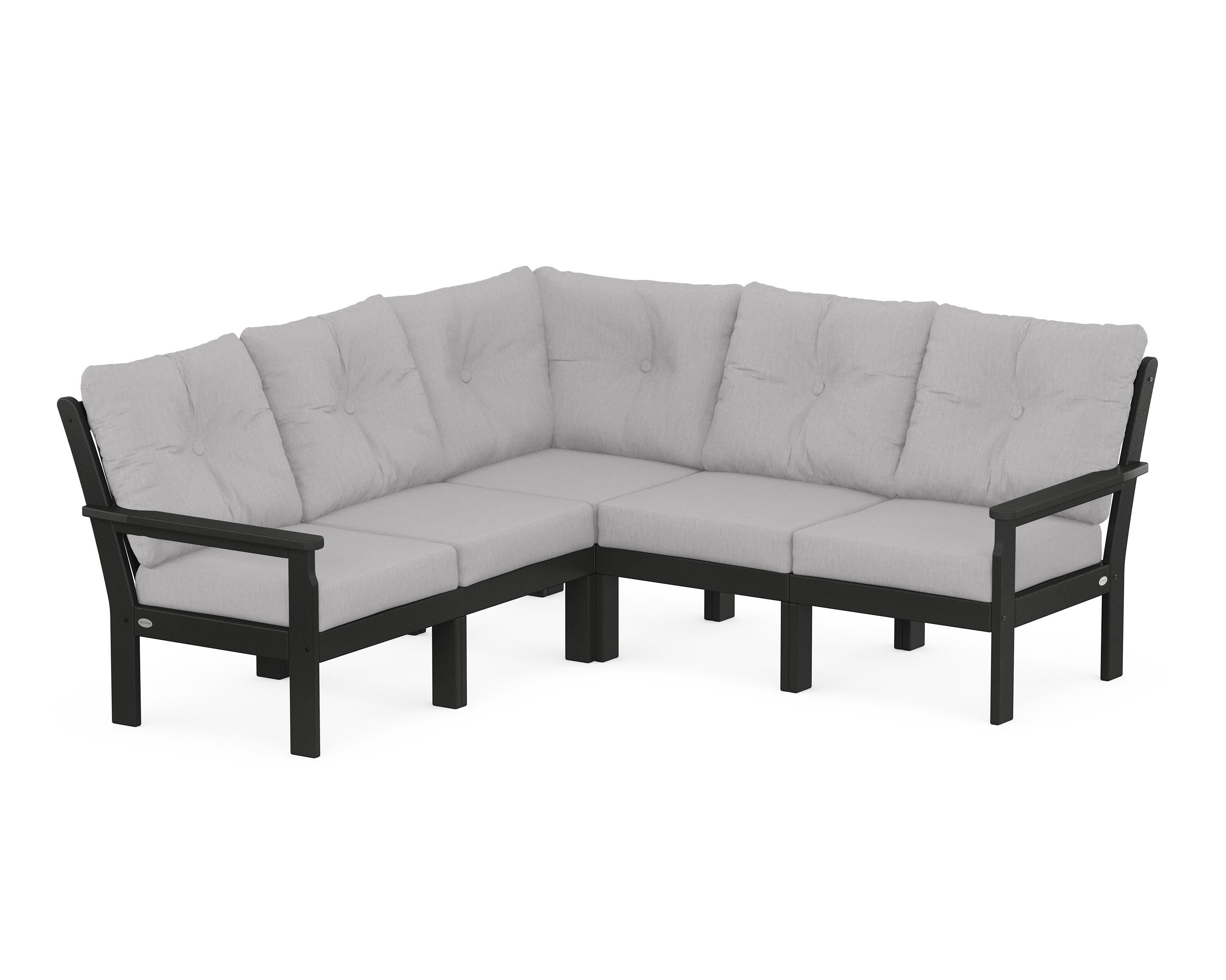 POLYWOOD Vineyard 5-Piece Sectional in Black / Granite
