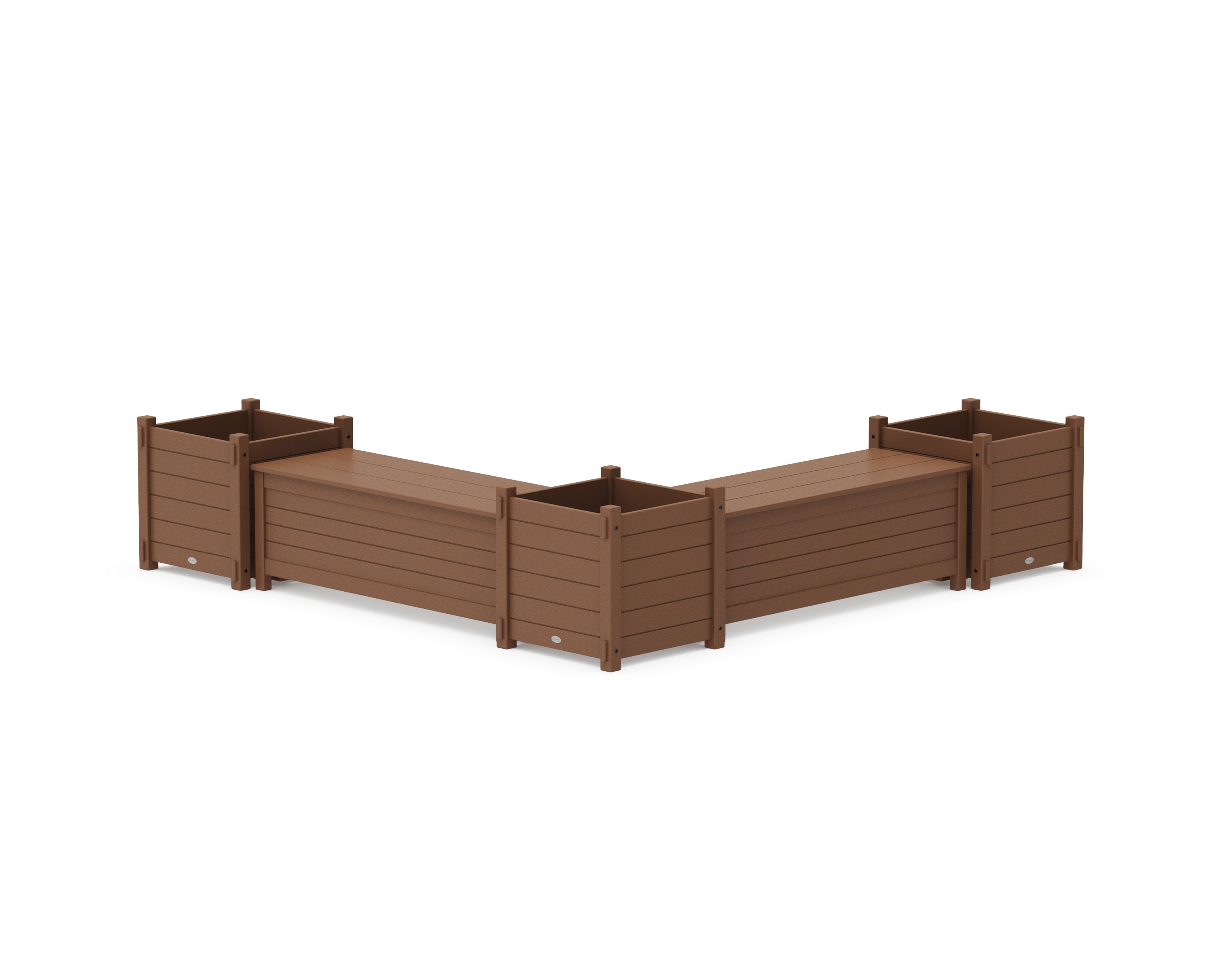 POLYWOOD 48" Nautical L- Shaped Planter Storage Bench Corner Set- Large in Teak