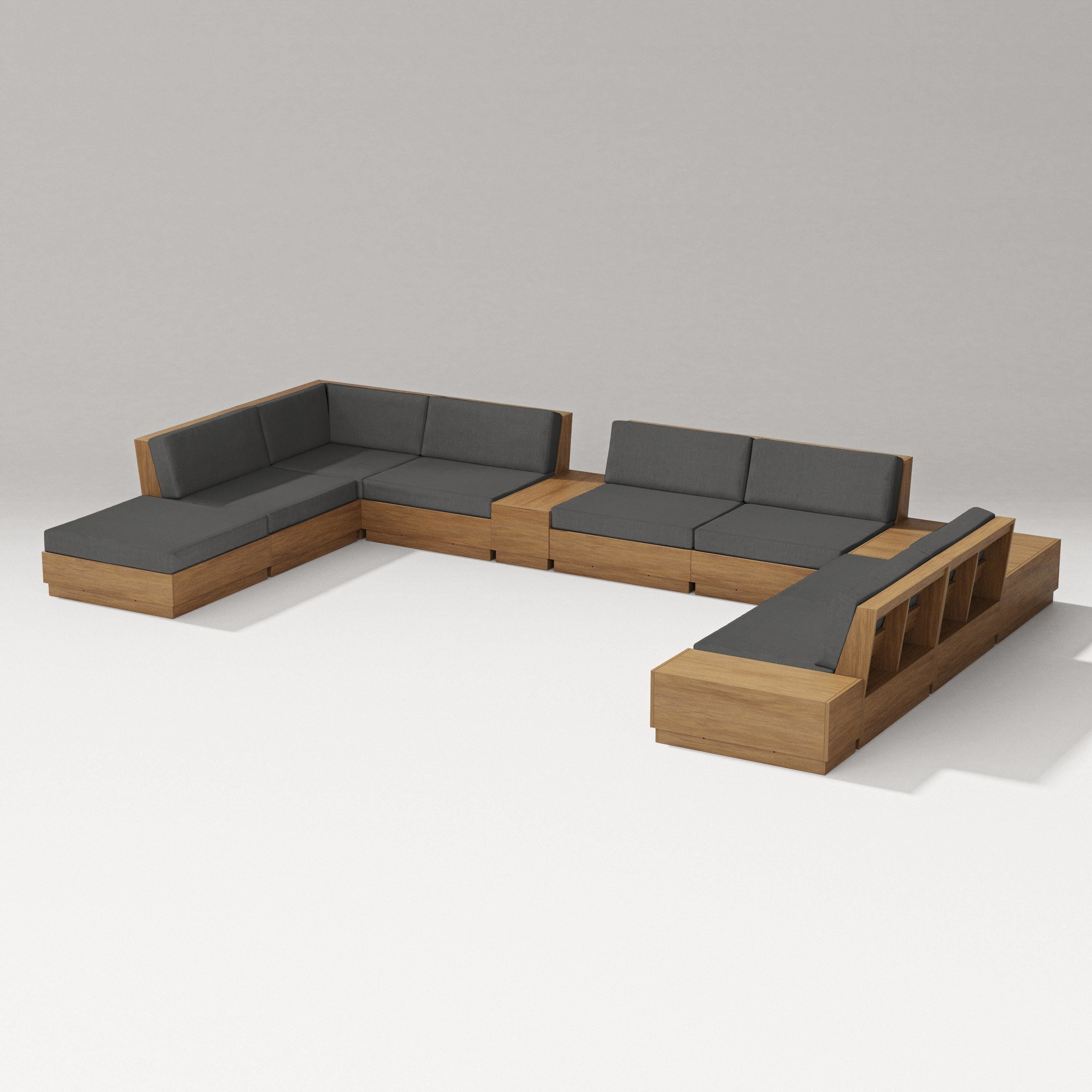 PW Designer Series Elevate 11-Piece Conversation Sectional Set in Natural / Spectrum Carbon