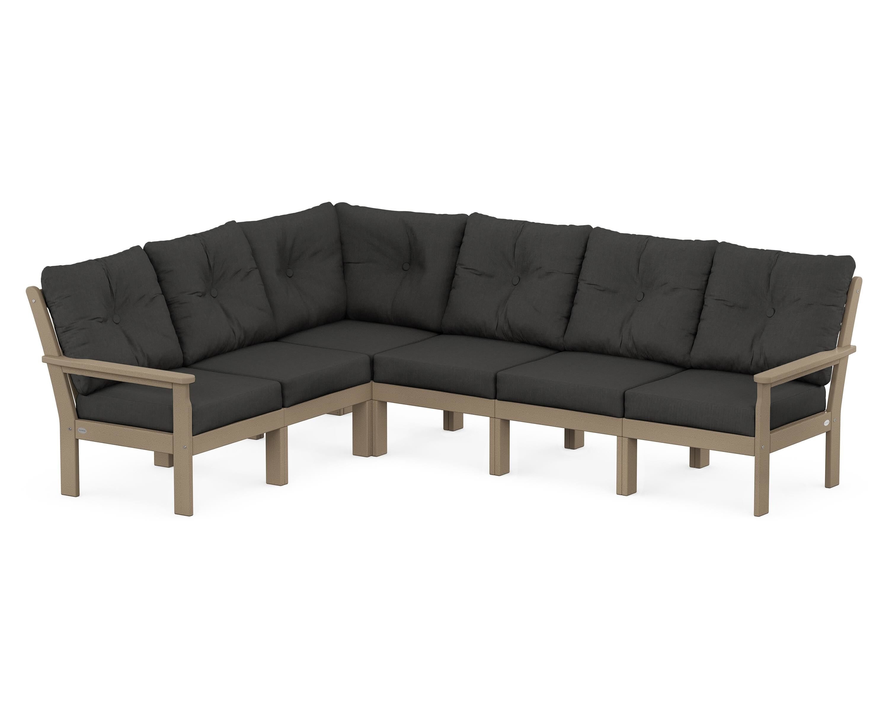 POLYWOOD Vineyard 6-Piece Sectional in Vintage Sahara / Spectrum Carbon